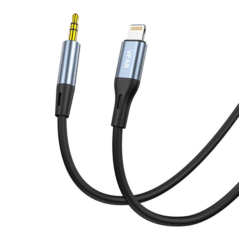 Vipfan Cable VFAN L05 Lightning to mini jack 3.5mm AUX, 1m (pilka)