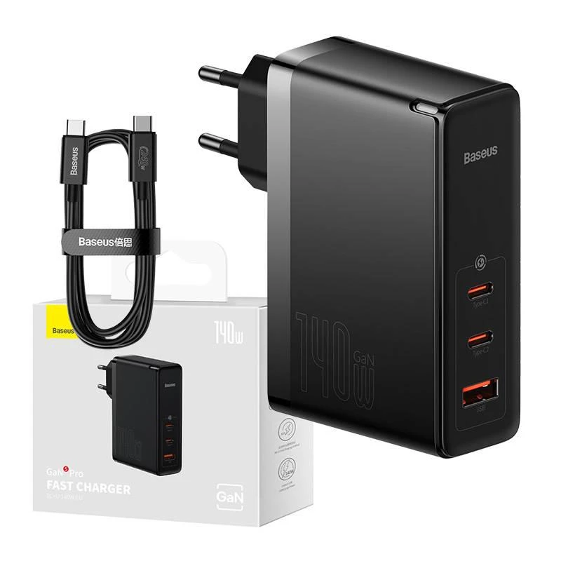 Baseus GaN5 Pro 140W įkroviklis su USB-C laidu