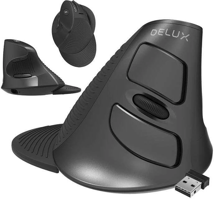Belaidė +2.4 G vertikali pelė Delux M618G DB