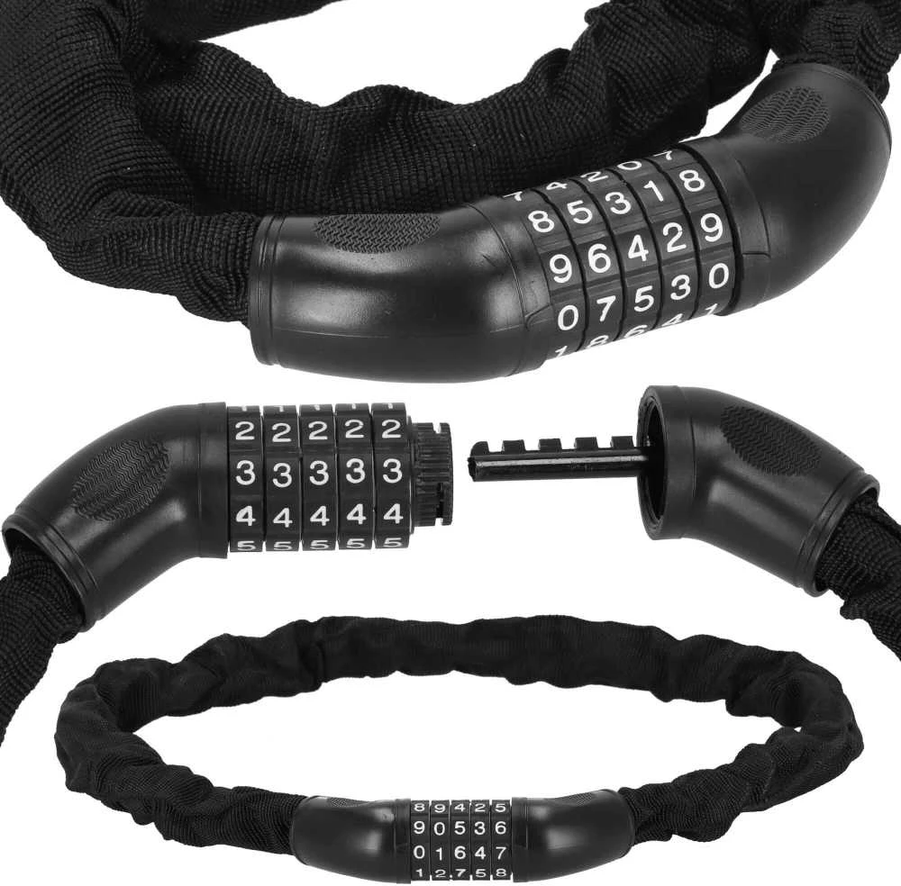 Dviračio spyna Springos BA0028, juoda, 98 cm