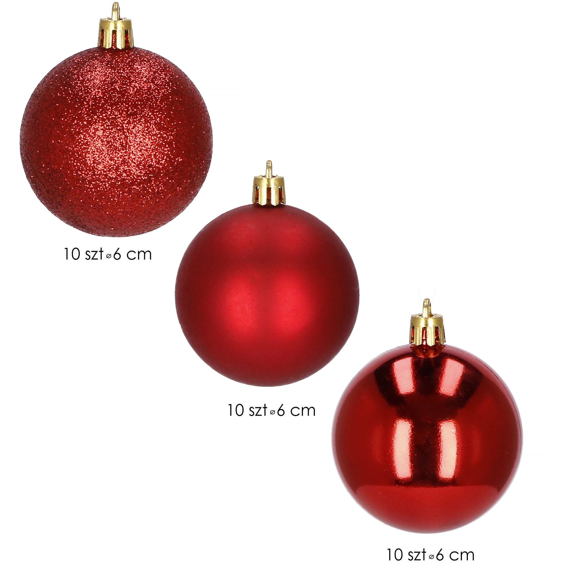 Kalėdiniai žaaisliukai eglutei Springos 30 vnt, 6 cm
