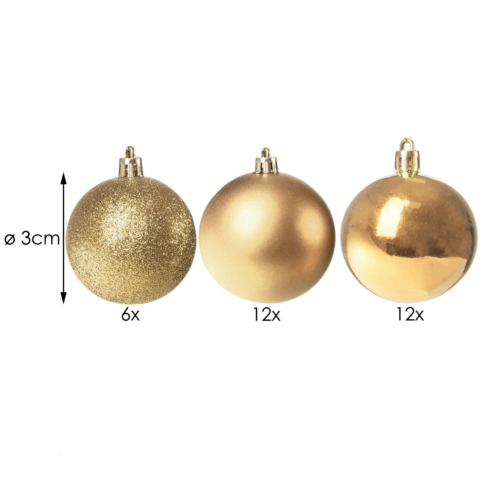 Kalėdiniai žaisliukai Springos 3 cm, 30 vnt