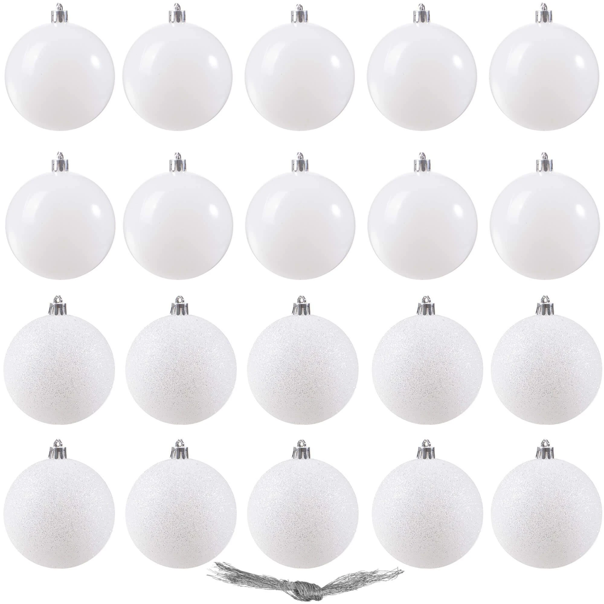 Kalėdiniai eglutės žaisliukai Springos, 6 cm, 20 vnt., balti