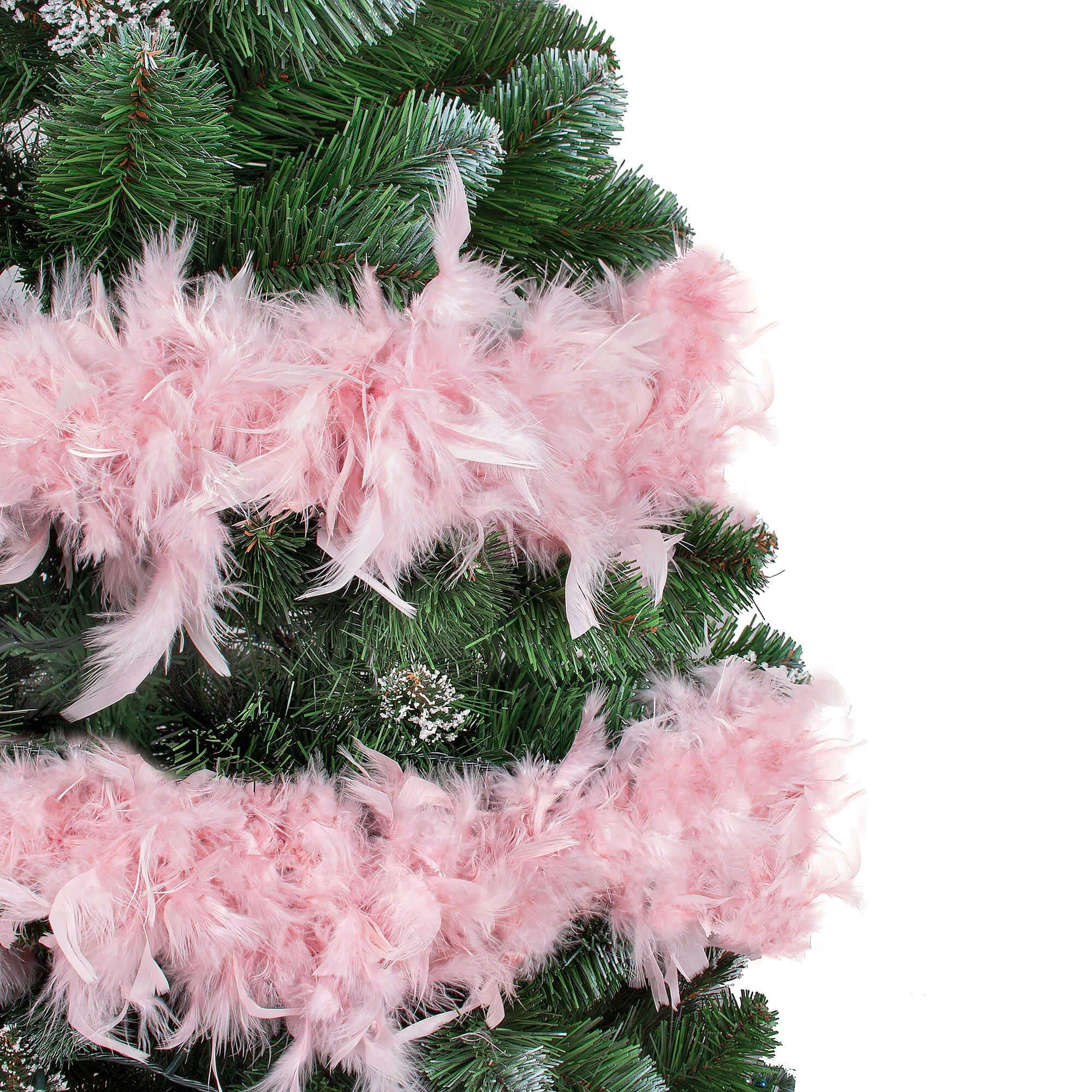 Plunksnų girlianda Springos 300 cm rožinė