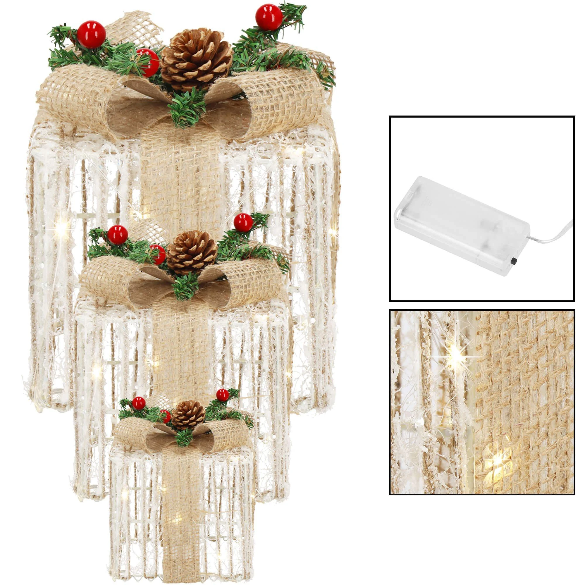Kalėdų dekoracija su LED apšvietimu Springos 3 vnt. rinkinys