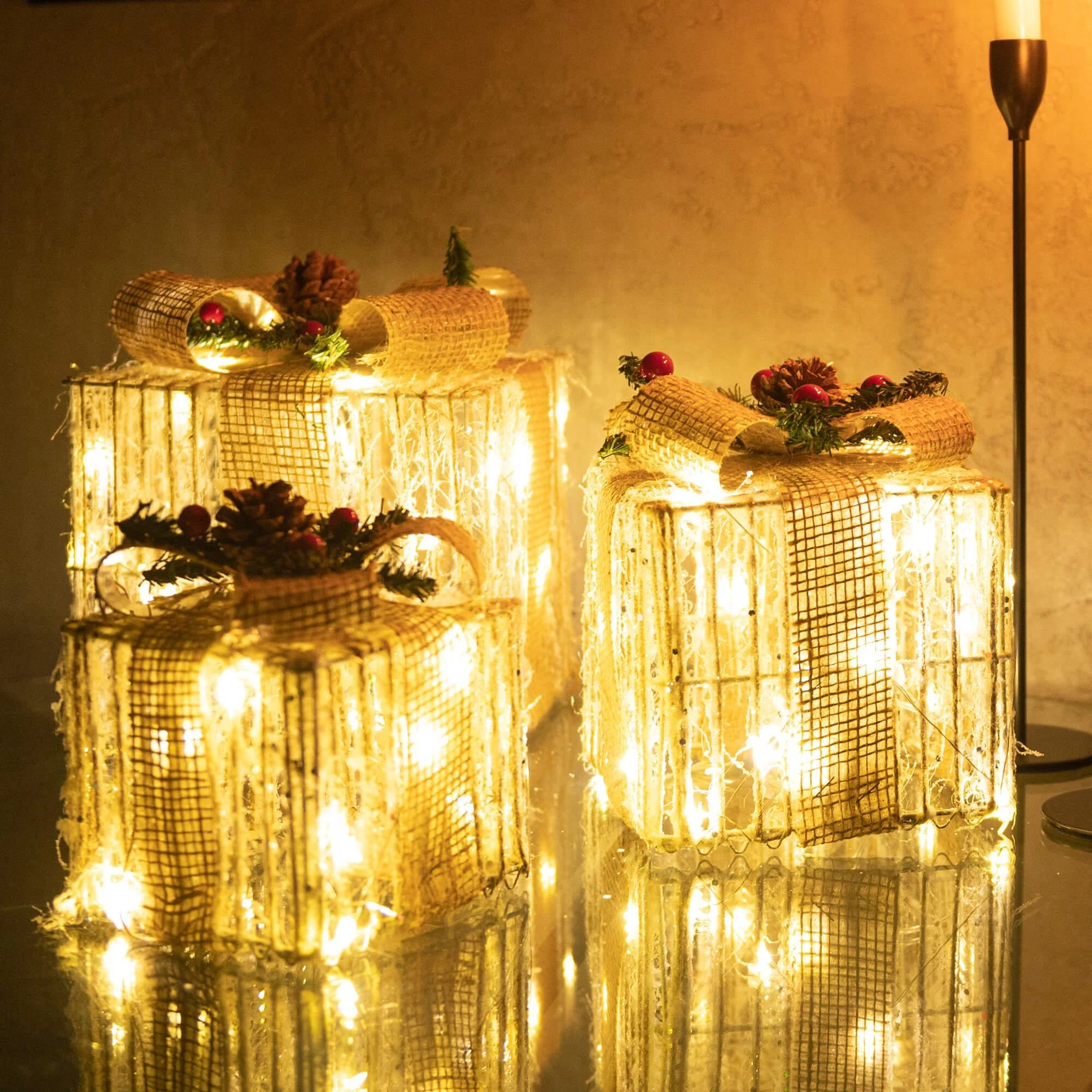 Kalėdų dekoracija su LED apšvietimu Springos 3 vnt. rinkinys