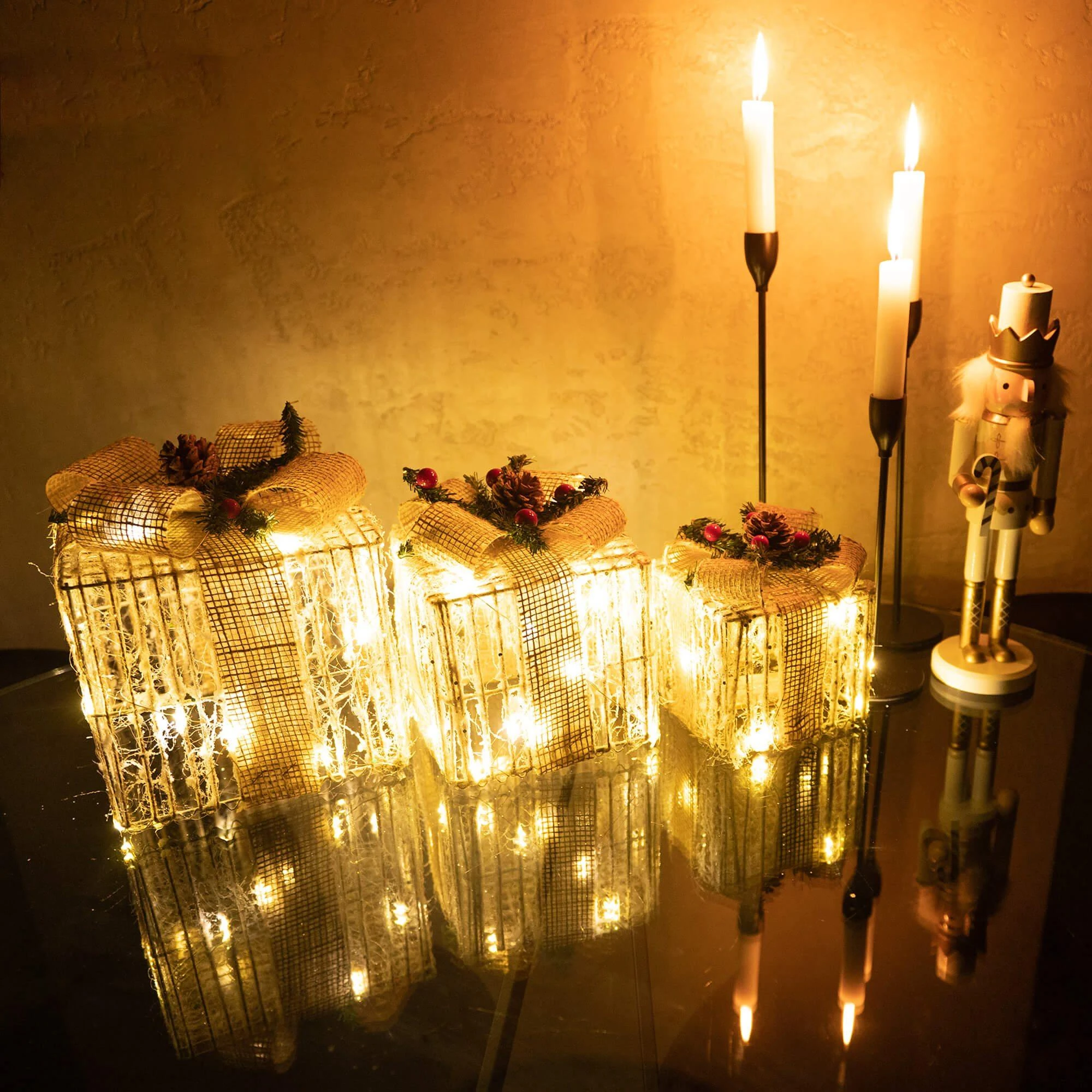 Kalėdų dekoracija su LED apšvietimu Springos 3 vnt. rinkinys