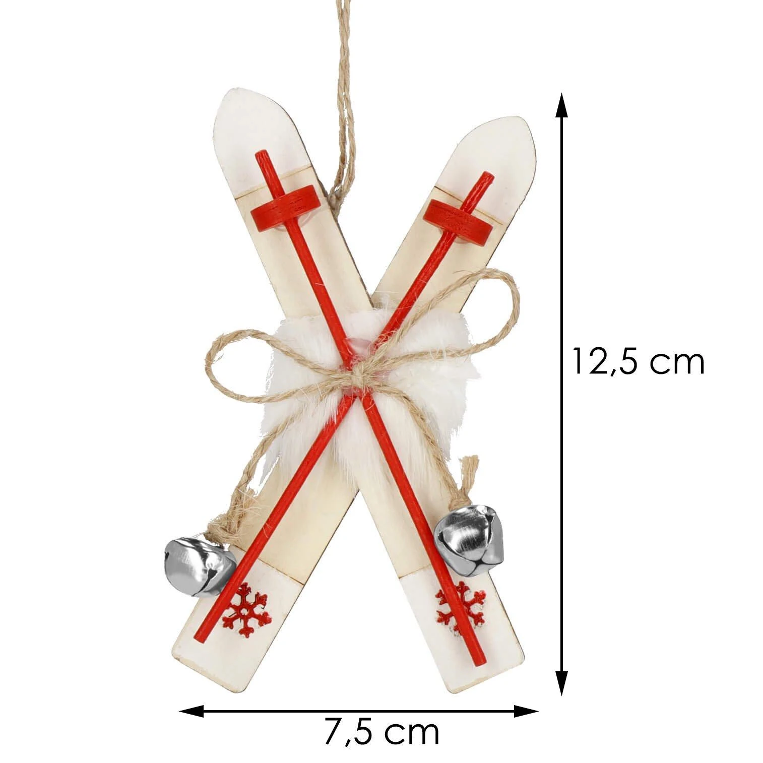 Kalėdinė puošmena Springos slidės su varpeliais 12,5 cm