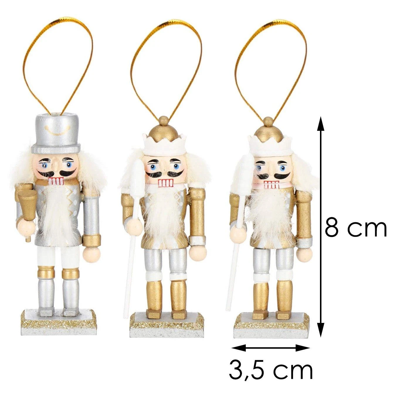 Kalėdinė medinė puošmena Spragtukas Springos 8 cm, 3 vnt.