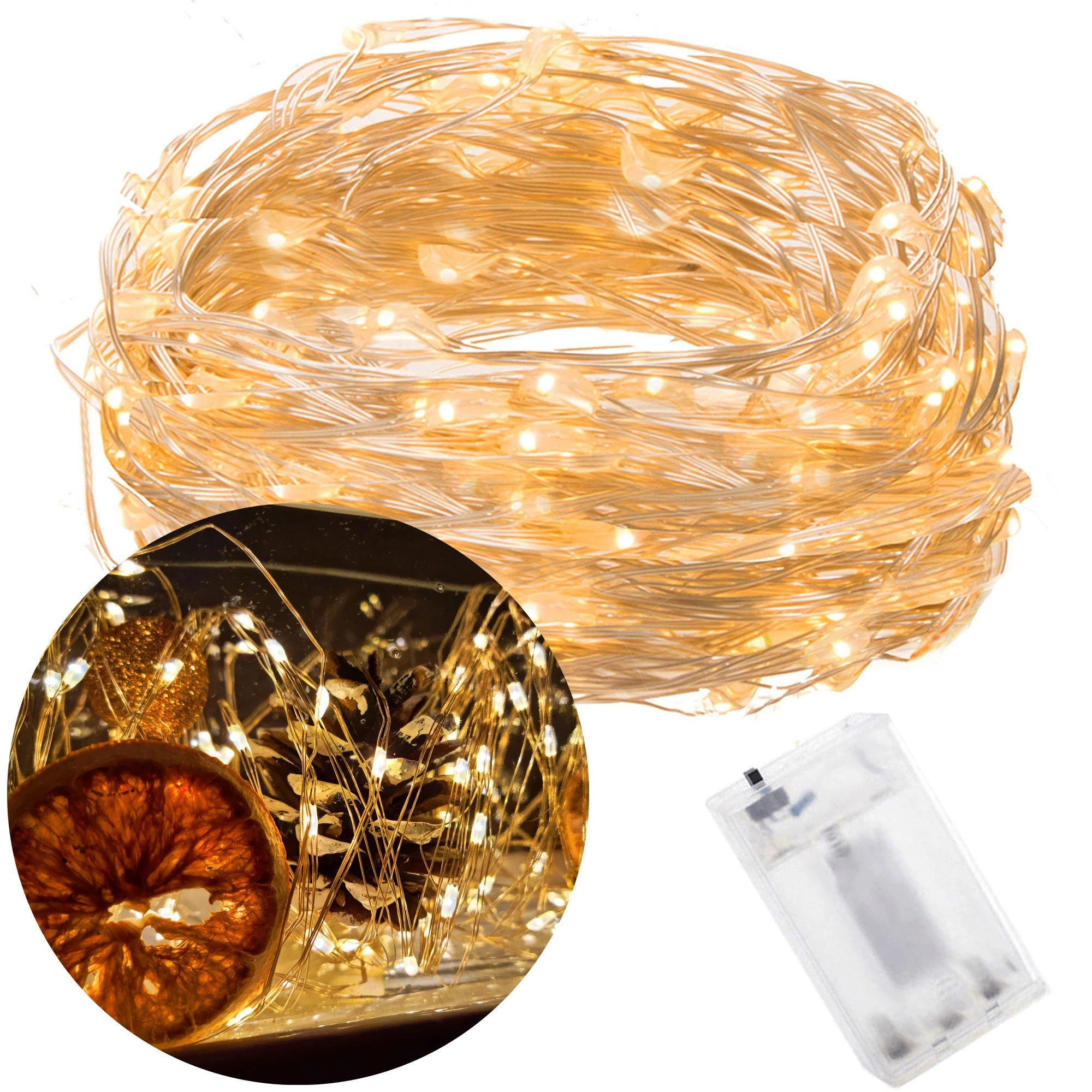 Springos Mikro girlianda 100 LED šilta balta 9,9 m