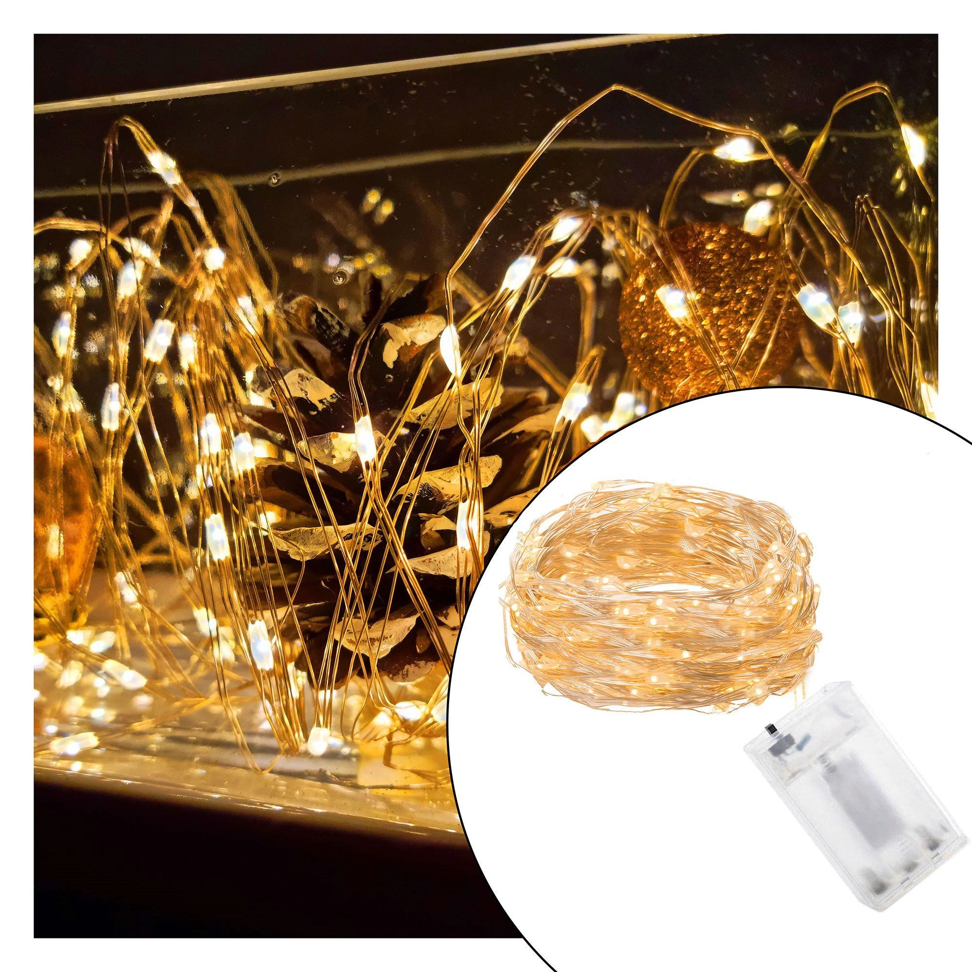 Springos Mikro girlianda 100 LED šilta balta 9,9 m