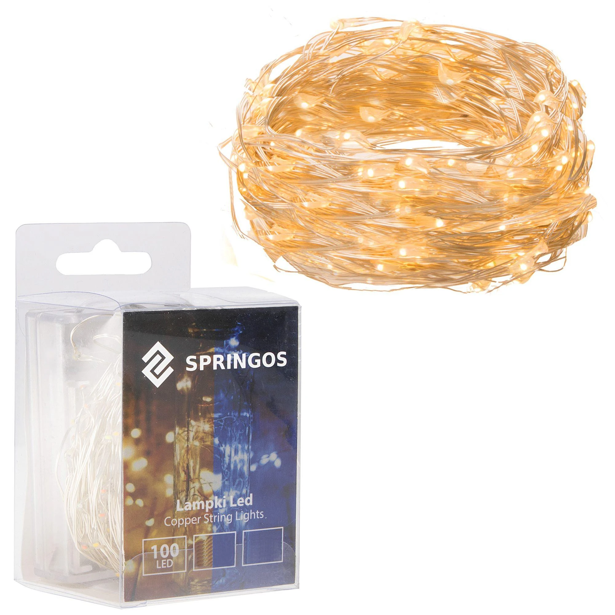 Springos Mikro girlianda 100 LED šilta balta 9,9 m
