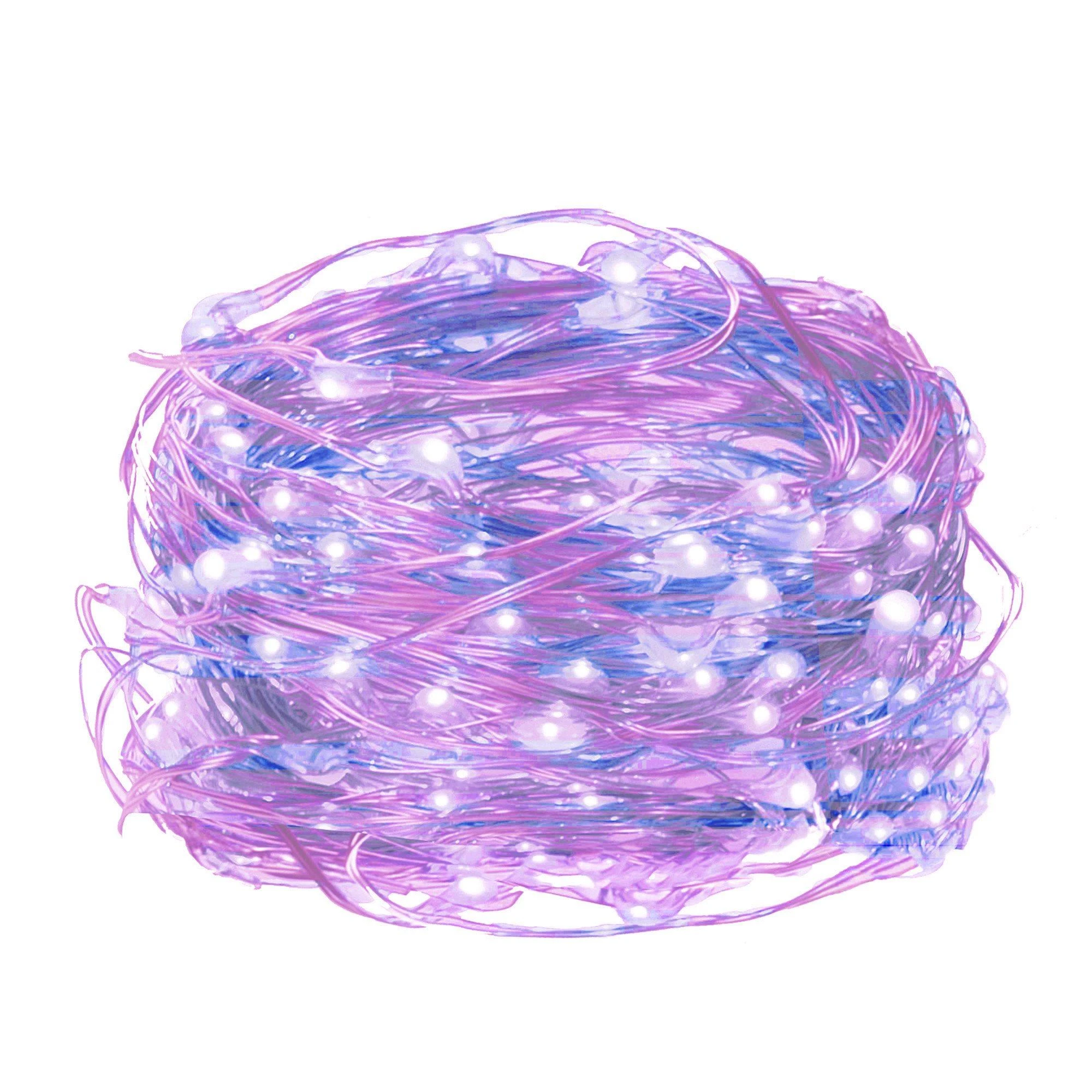 Springos Šviesos girlianda su 100 LED lempučių, rožinė ir mėlyna