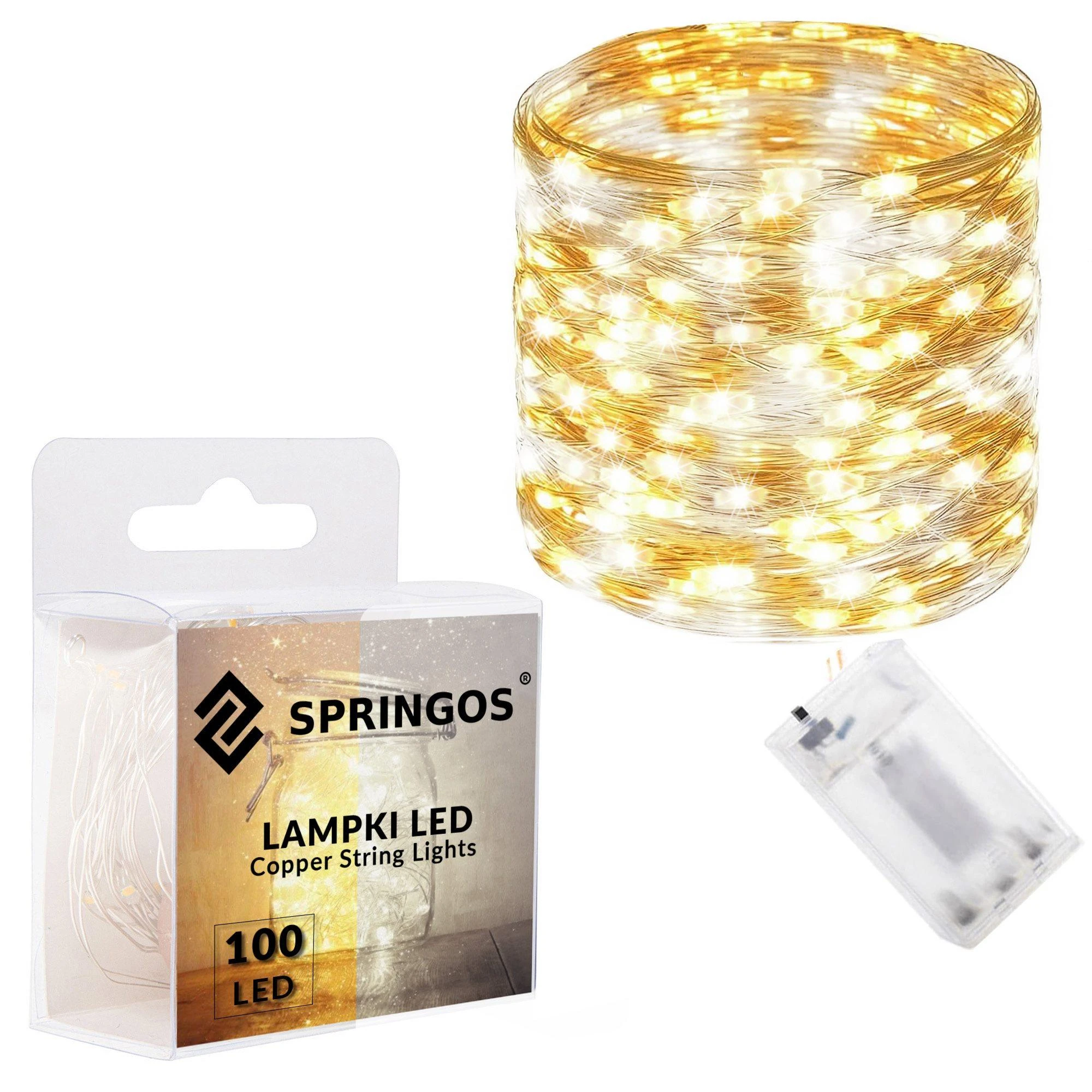 Springos LED lempučių girlianda šaltai ir šiltai balta, 100 LED, 9,9 m