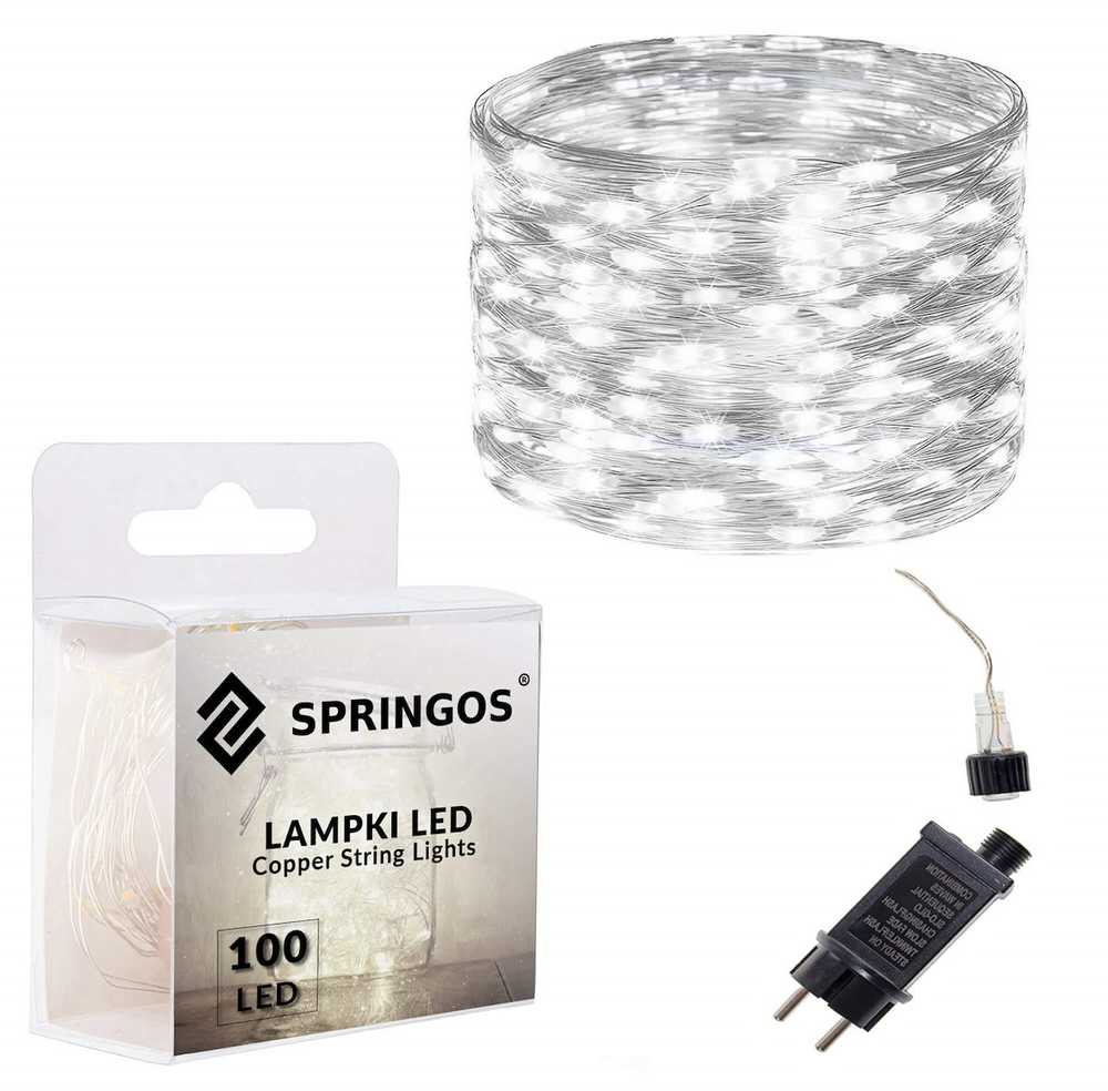 Springos Kalėdinės lemputės 100 LED šalta balta 10 m