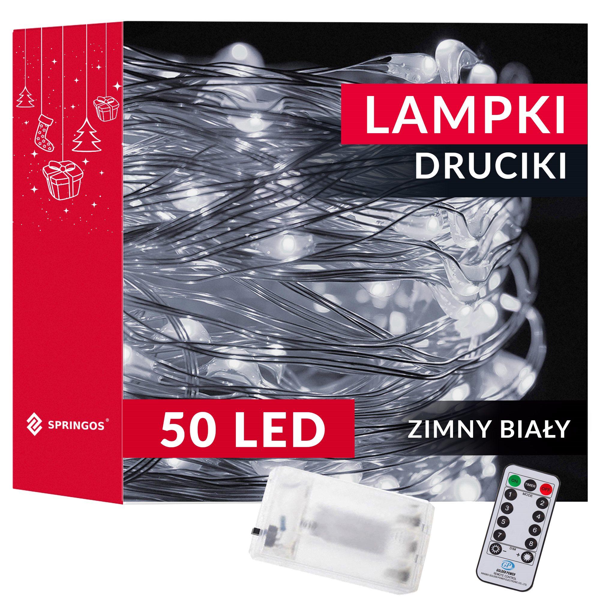 Springos Dekoratyvinė LED girlianda su 50 šaltai baltų mikro lempučių