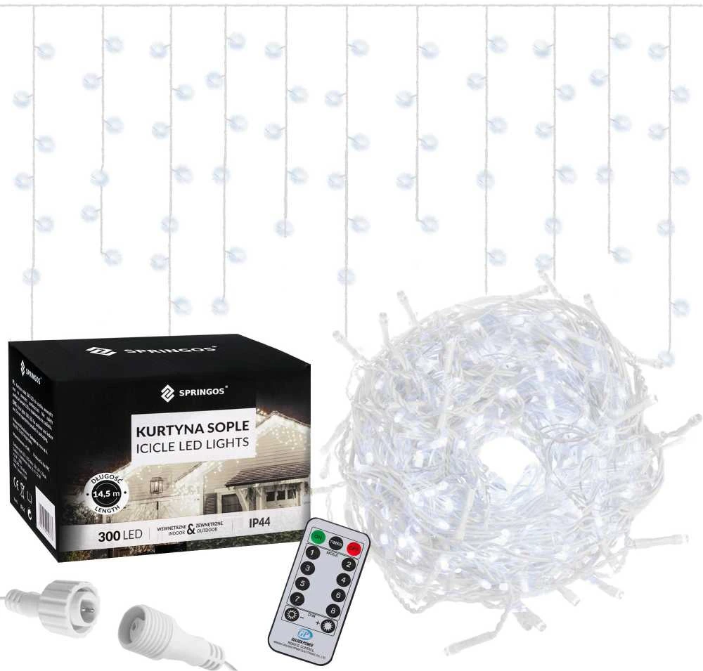 Springos Kalėdinė girlianda šaltai balta 300 LED