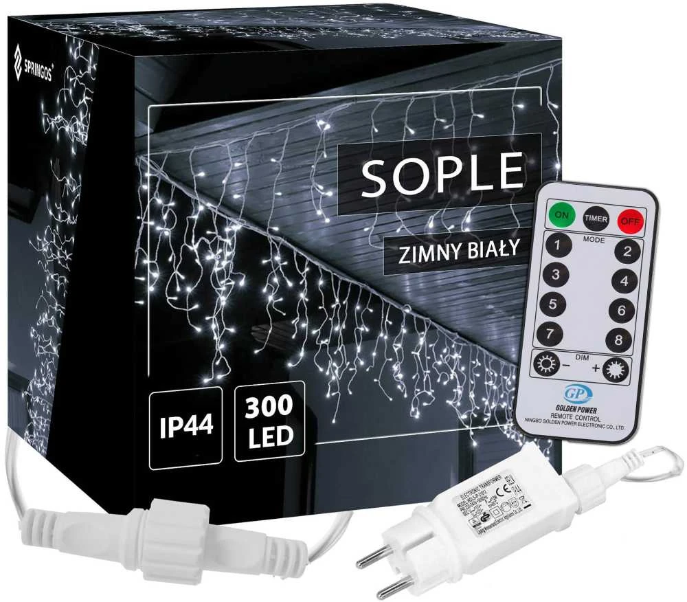 Springos Kalėdinė girlianda šaltai balta 300 LED