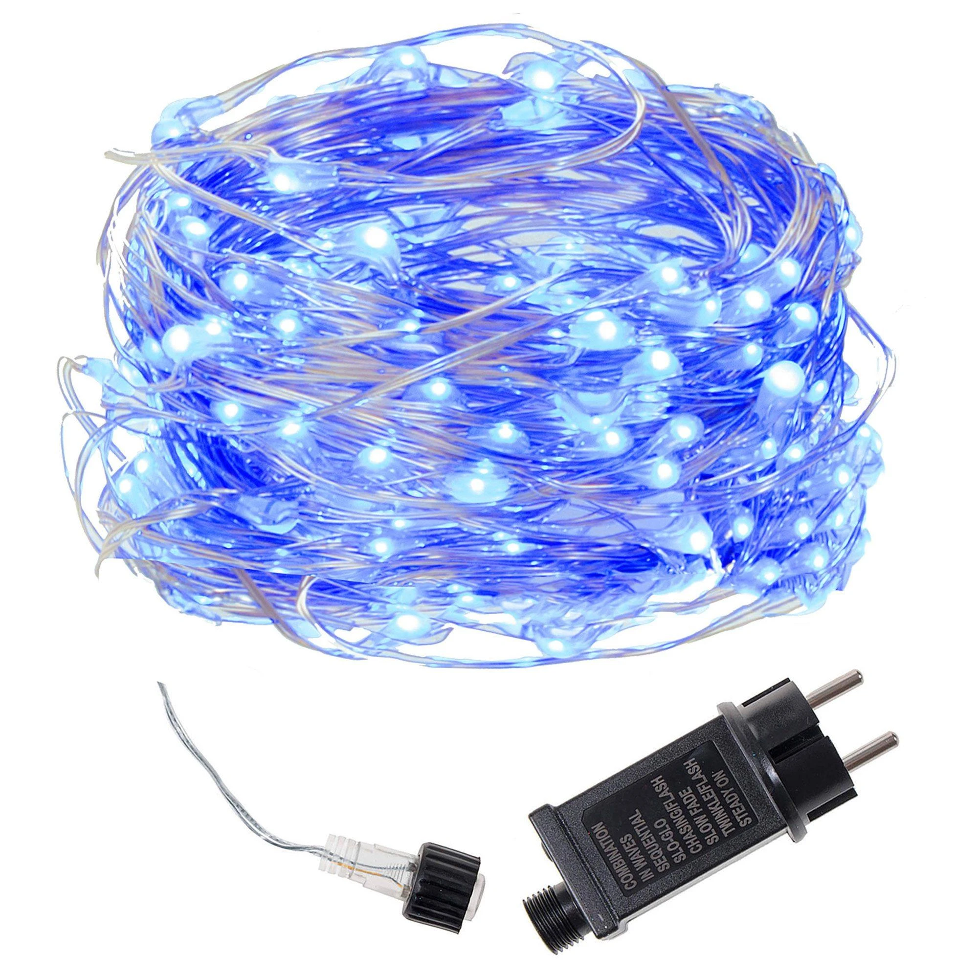 Springos Kalėdų eglutės girlianda su 300 LED lempučių, mėlyna