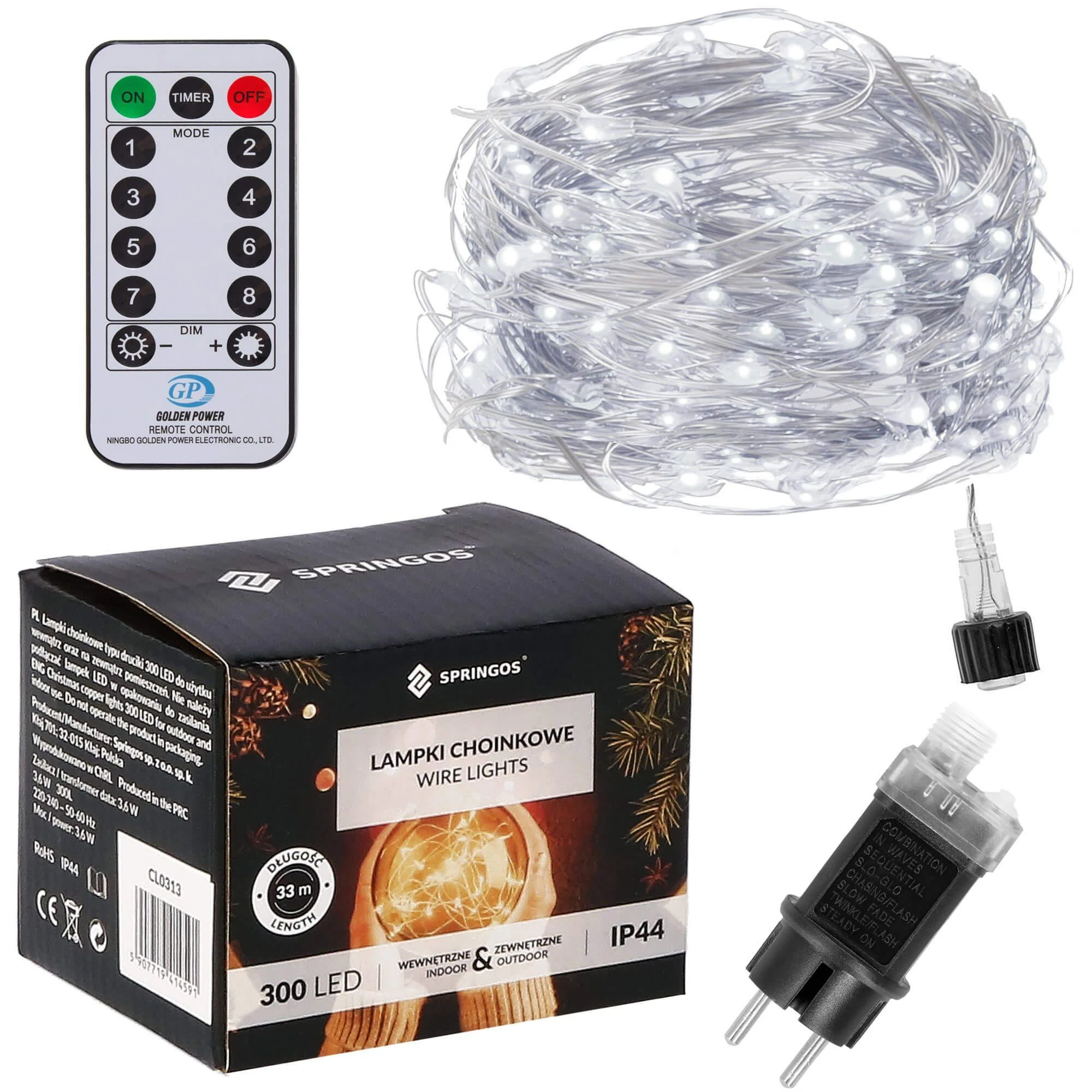 Kalėdinės lemputės Springos CL0313, 300 LED, 30 m, šaltai balta