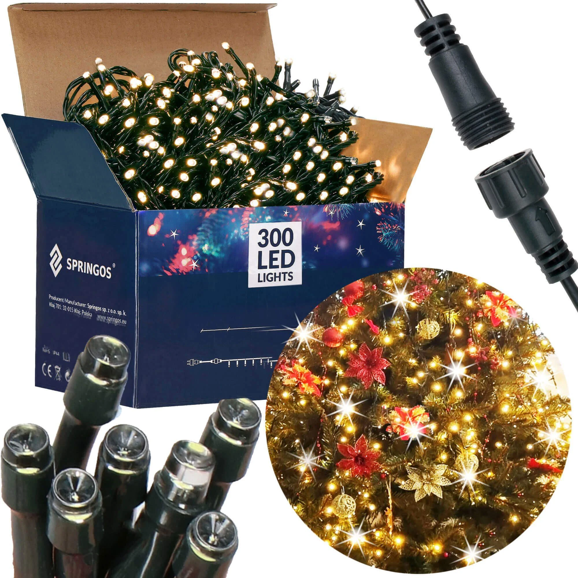 Springos kalėdinės girliandos 300 LED, 25,5 m