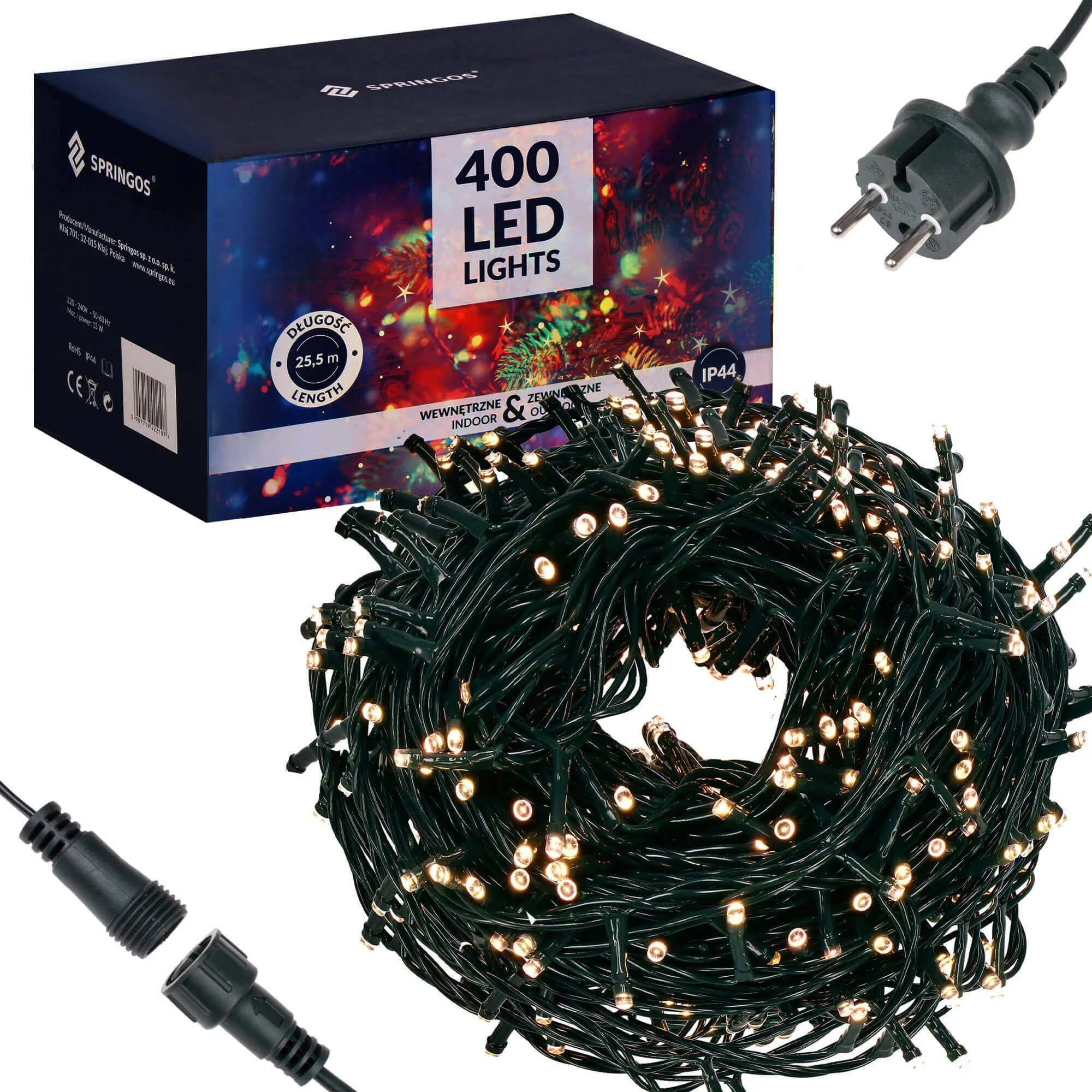 Kalėdinės lemputės Springos 400 LED, šilta balta, IP44