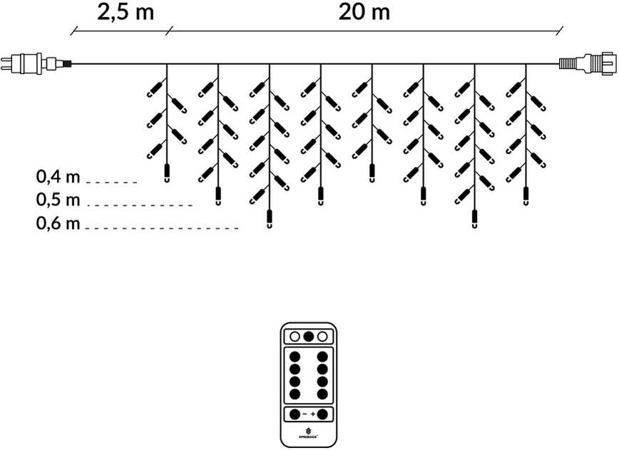 Kalėdinė girlianda Springos CL0505, 500 LED, auksinės spalvos (Pažeista pakuotė)