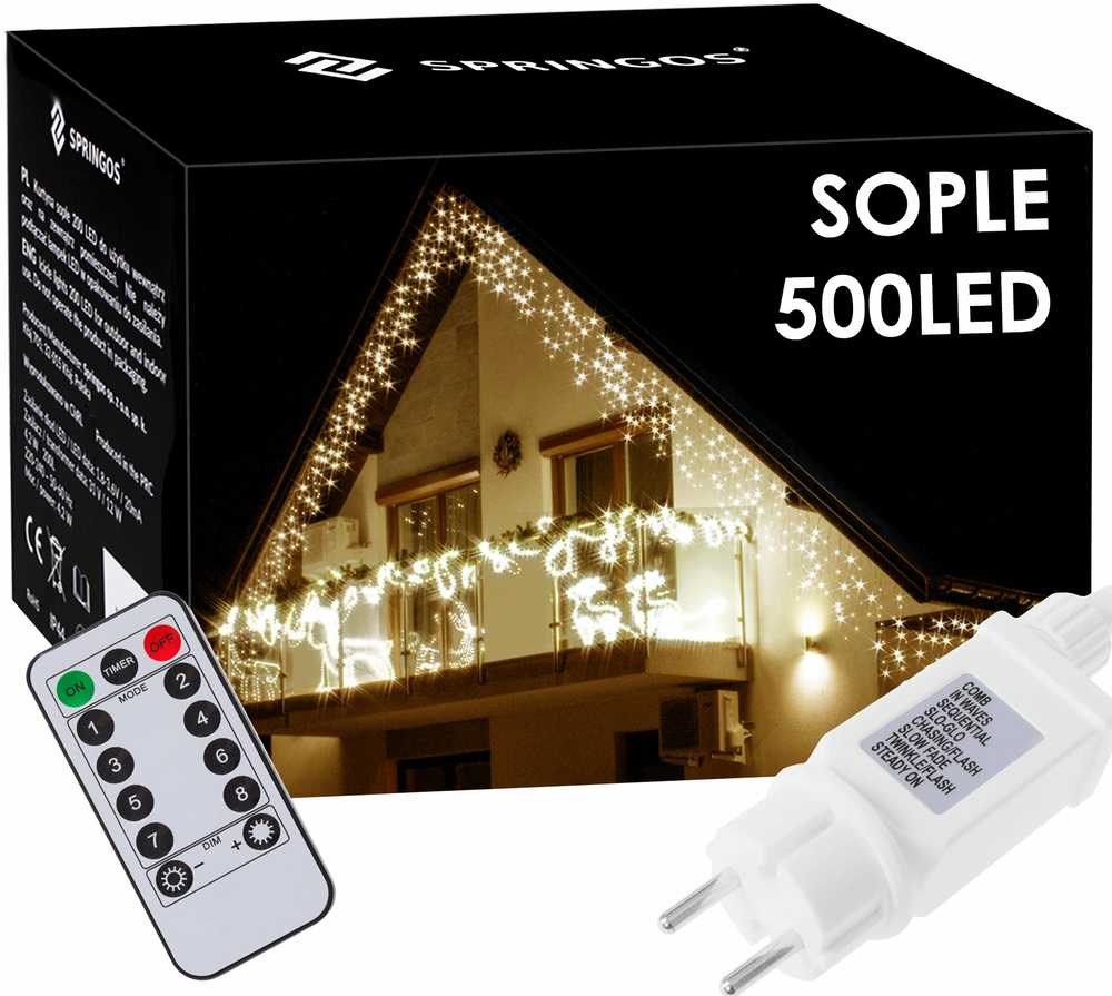 Kalėdinė girlianda Springos CL0505, 500 LED, auksinės spalvos (Pažeista pakuotė)