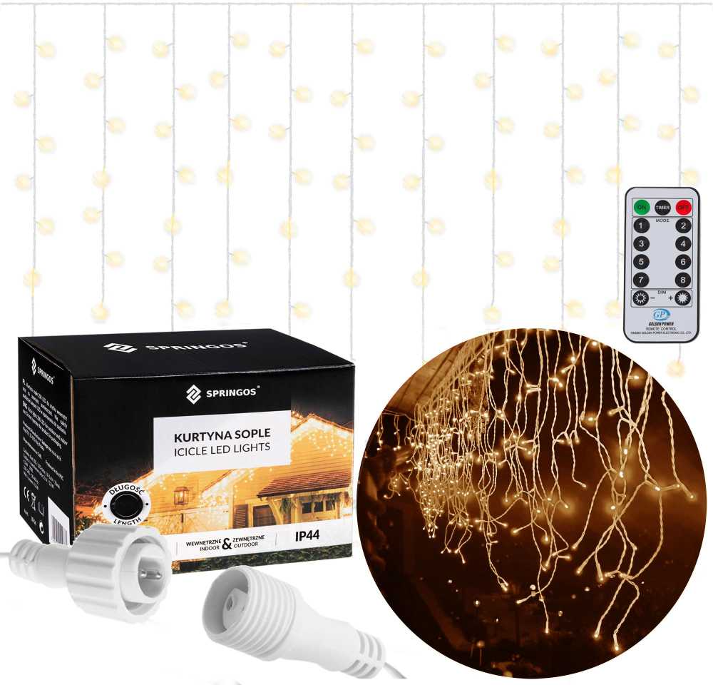 Kalėdinė girlianda Springos CL0505, 500 LED, auksinės spalvos (Pažeista pakuotė)