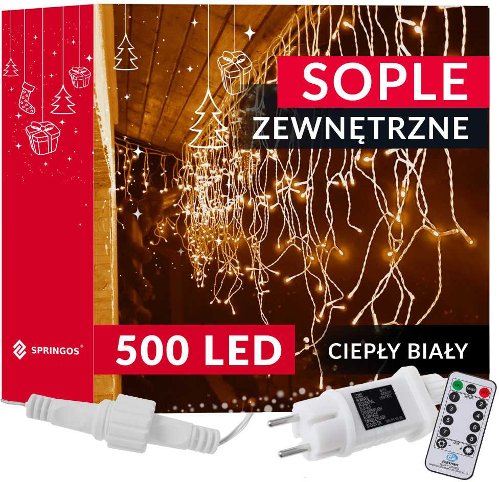 Kalėdinė girlianda Springos CL0505, 500 LED, auksinės spalvos (Pažeista pakuotė)