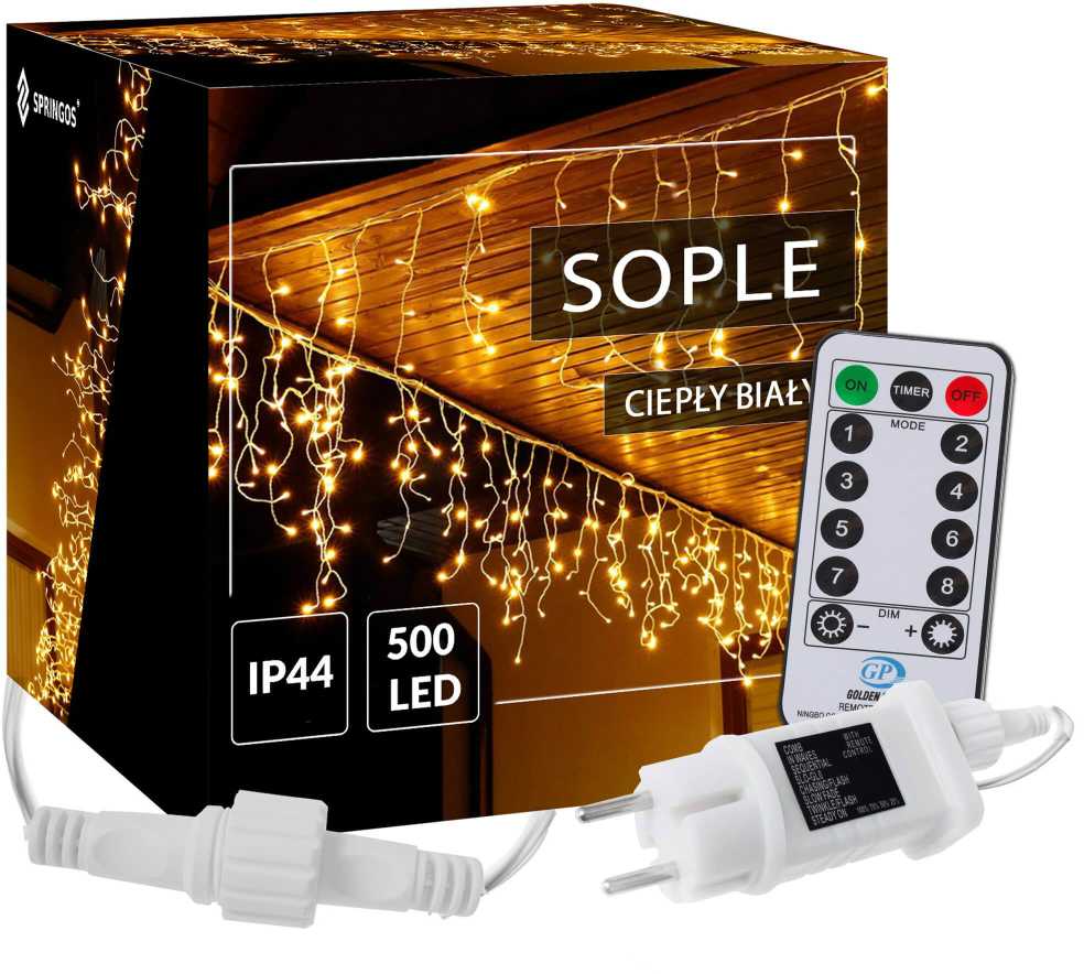 Kalėdinė girlianda Springos CL0505, 500 LED, auksinės spalvos (Pažeista pakuotė)