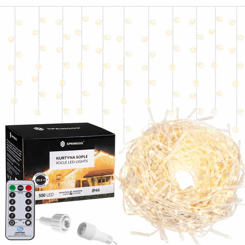 Kalėdinė girlianda Springos CL0505, 500 LED, auksinės spalvos (Pažeista pakuotė)