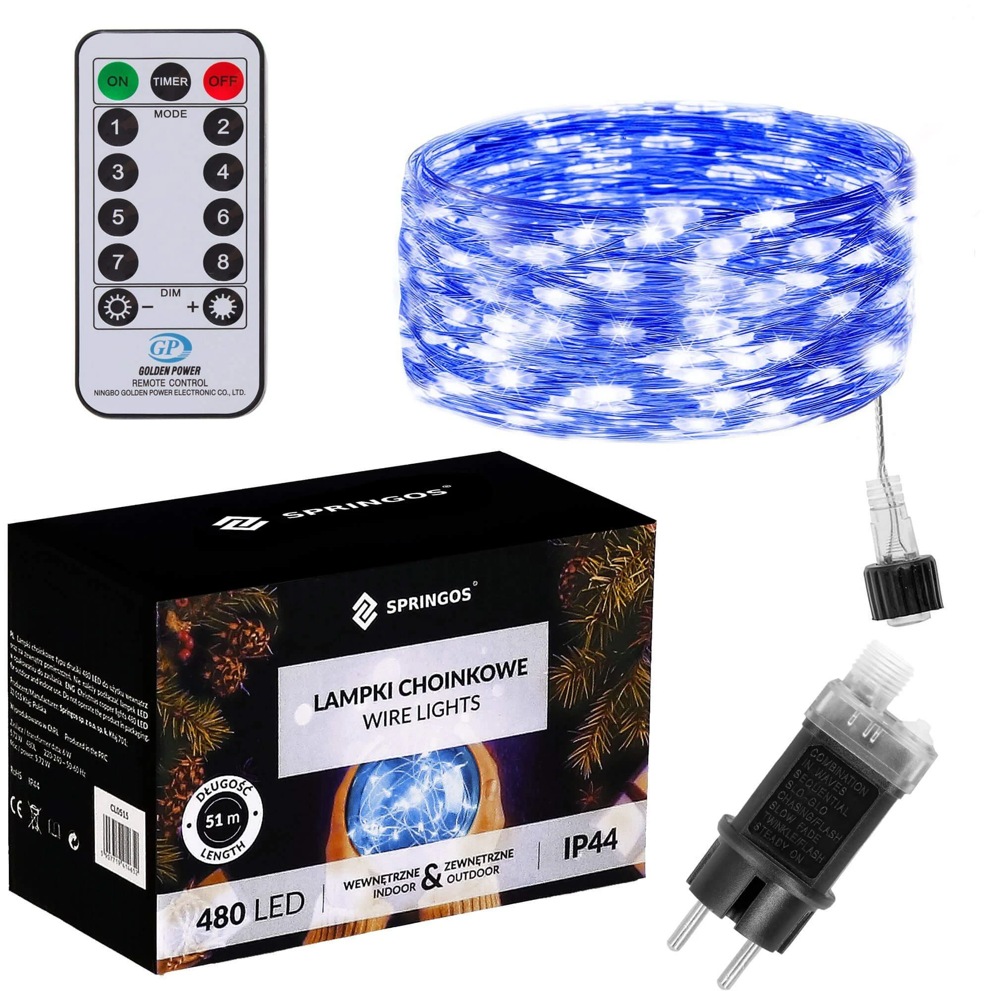 Springos Kalėdinės girliandos su 480 LED lemputėmis, 48 m, mėlynos