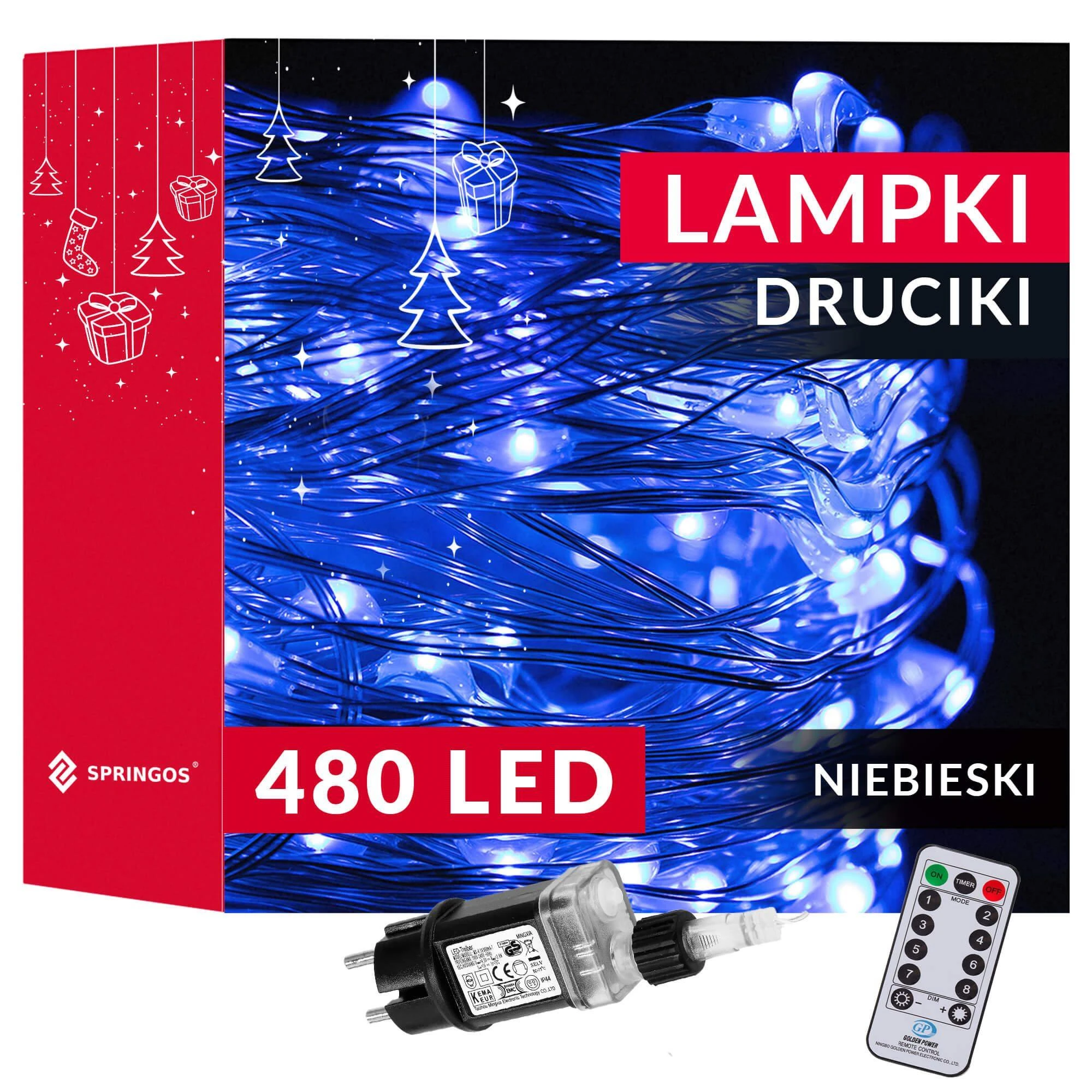 Springos Kalėdinės girliandos su 480 LED lemputėmis, 48 m, mėlynos