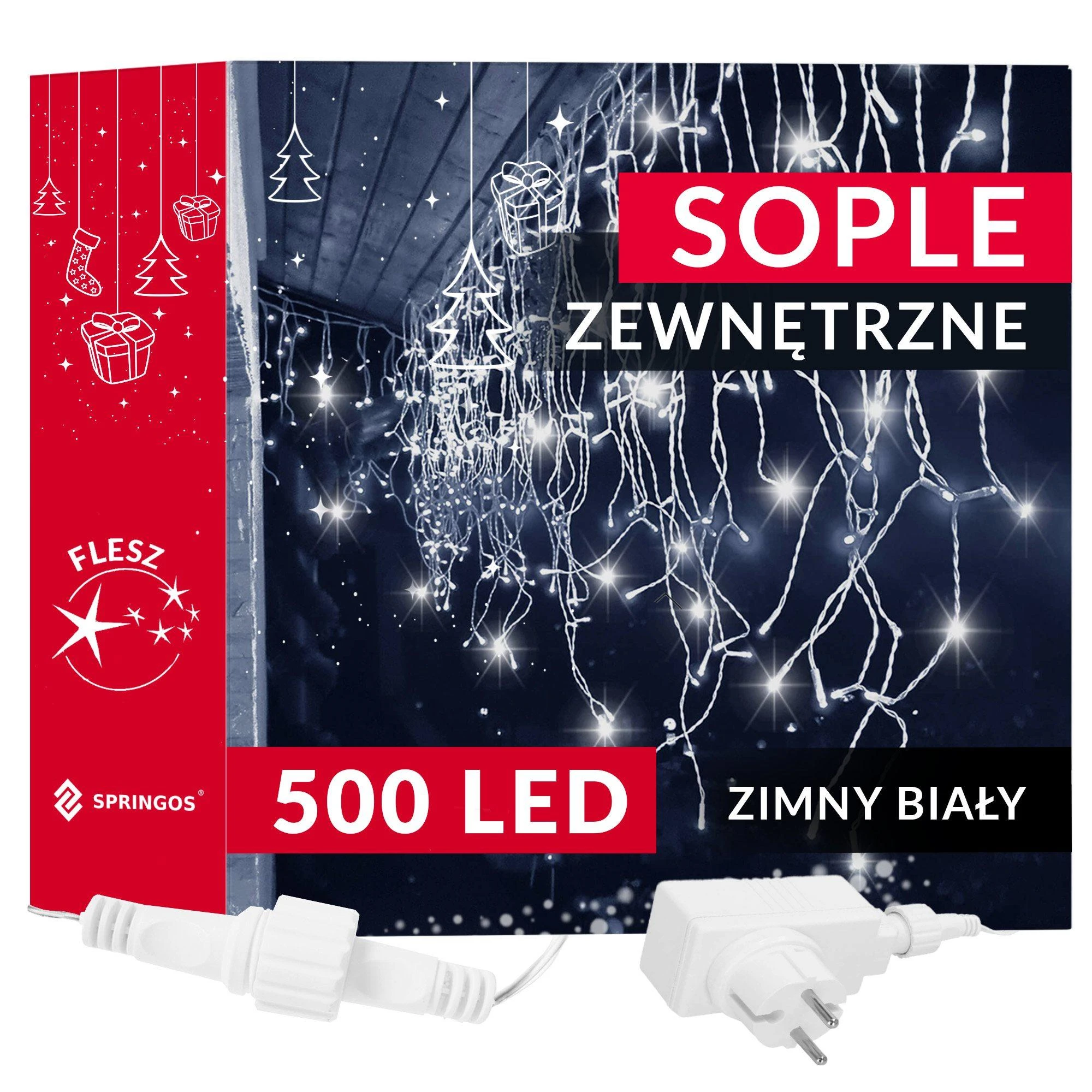 Kalėdinės lemputės Springos 500 LED, 20 m, šaltai baltos, lauko ir vidaus naudojimui