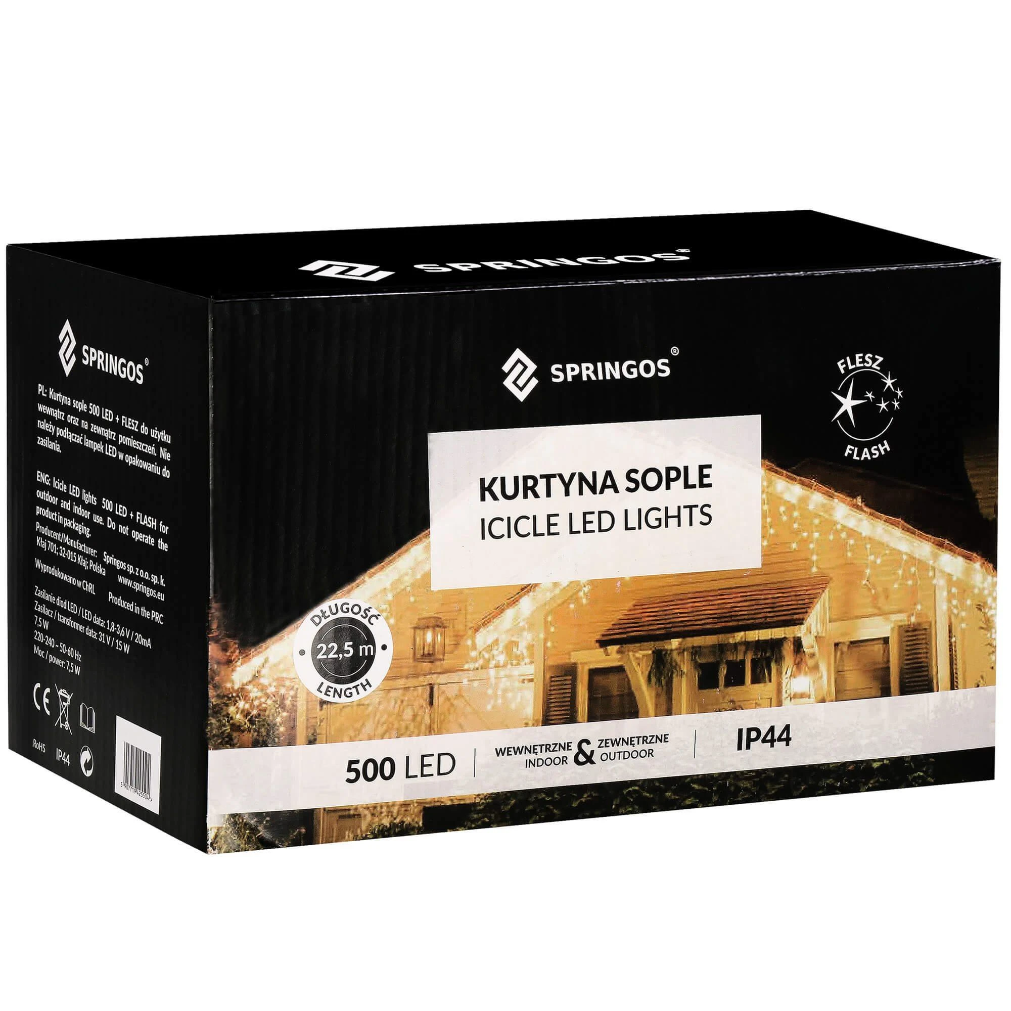 Kalėdinės lemputės Springos 500 LED, 20 m, šaltai baltos, lauko ir vidaus naudojimui