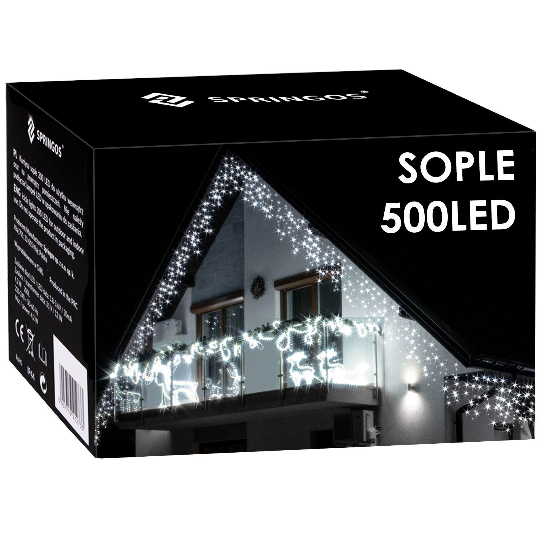 Kalėdinės lemputės Springos 500 LED, 20 m, šaltai baltos, lauko ir vidaus naudojimui
