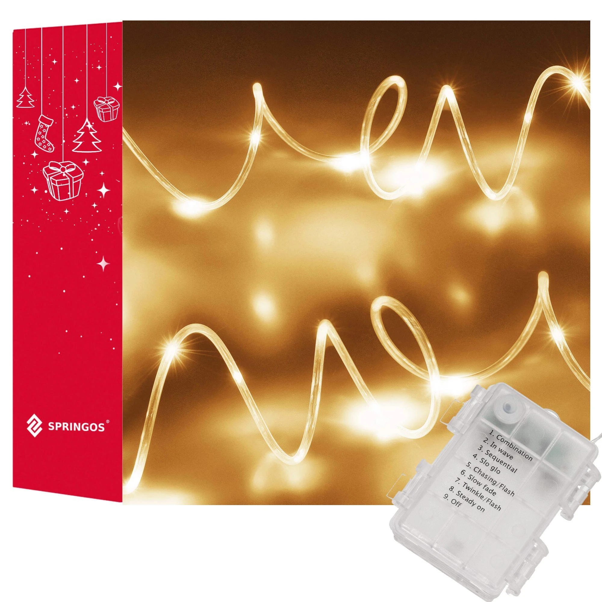 LED Kalėdinė girlianda Springos, 5,7 m, šilta balta, IP44