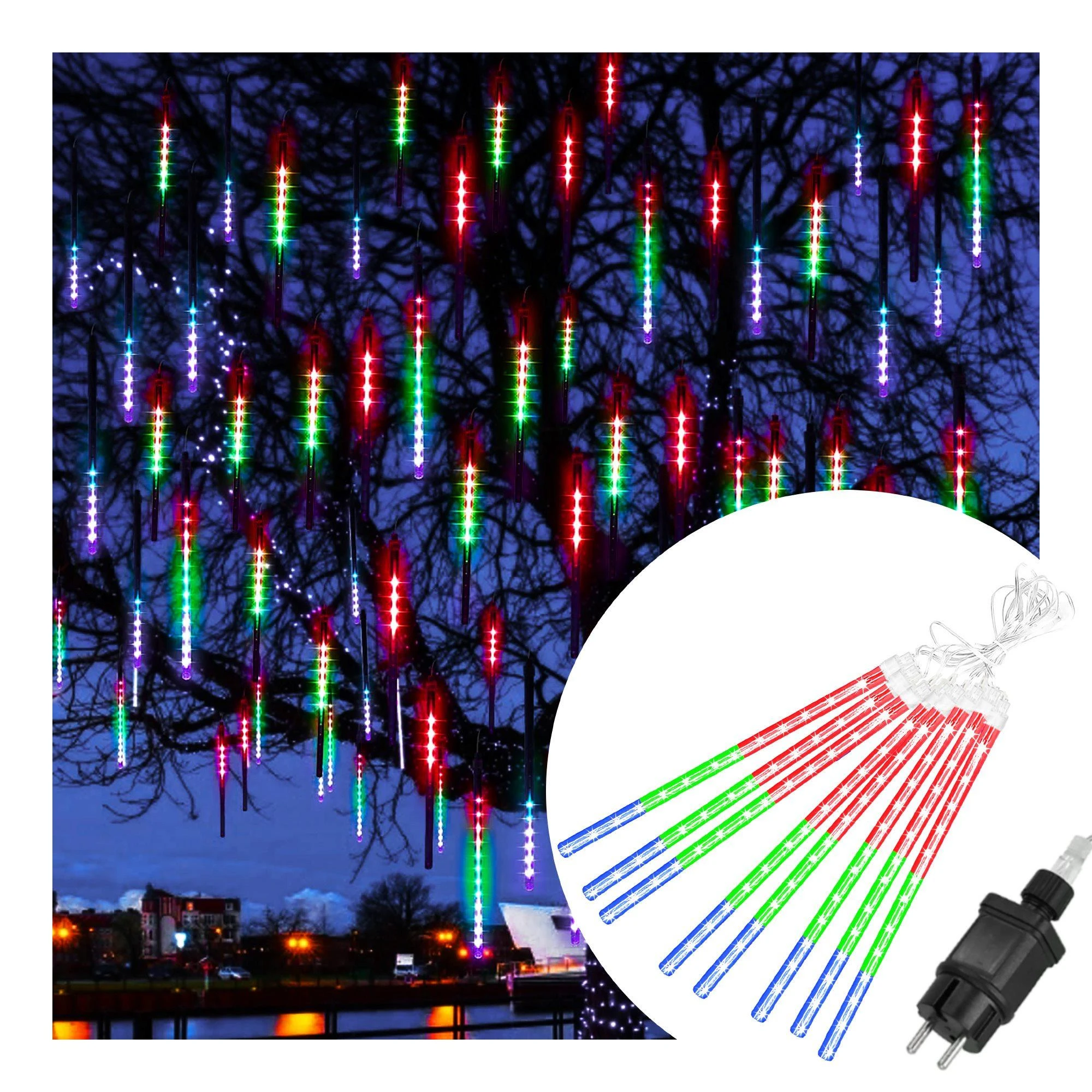 Springos Šviesos girlianda su varvekliais, krintančio sniego efektas, 144 LED, 3 m