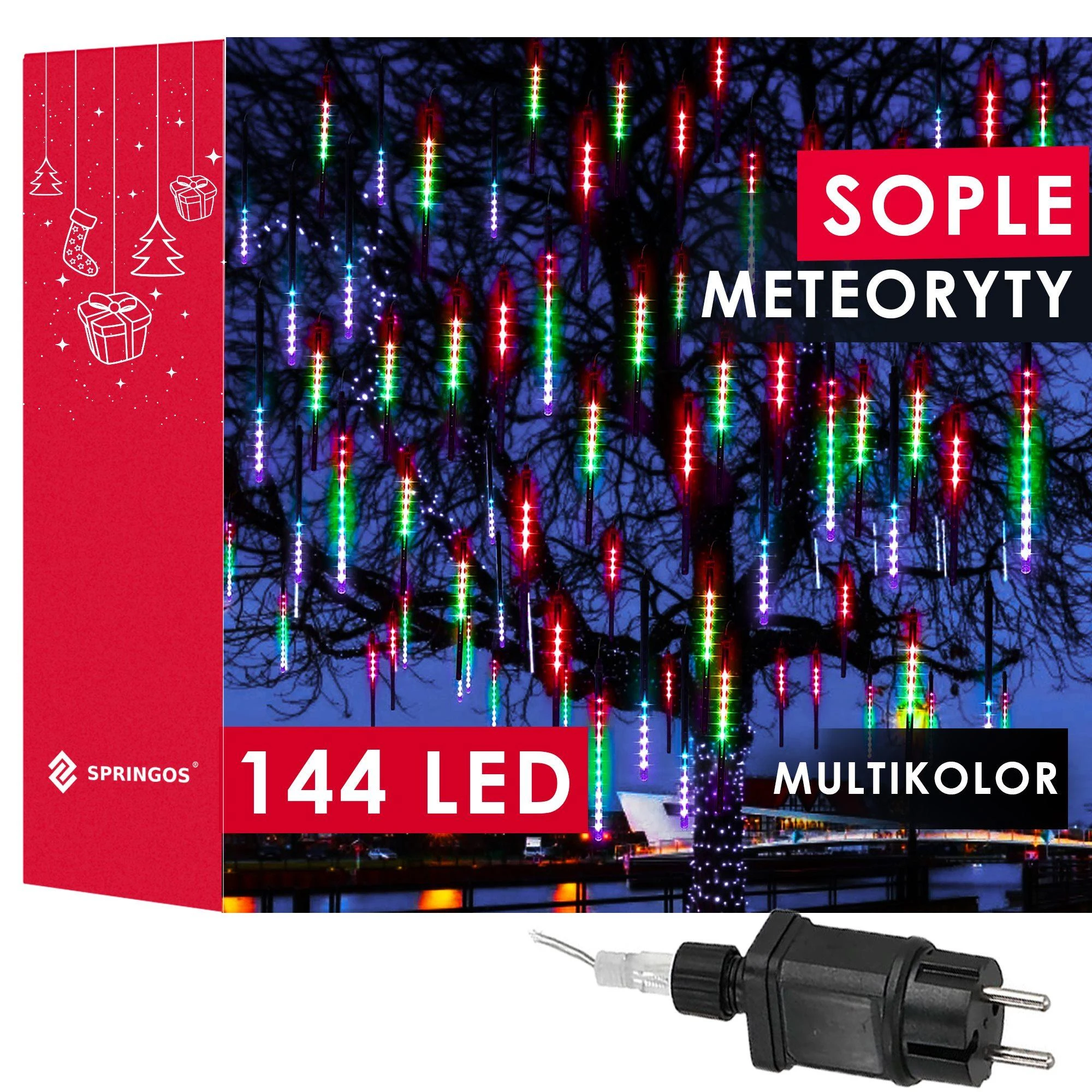 Springos Šviesos girlianda su varvekliais, krintančio sniego efektas, 144 LED, 3 m