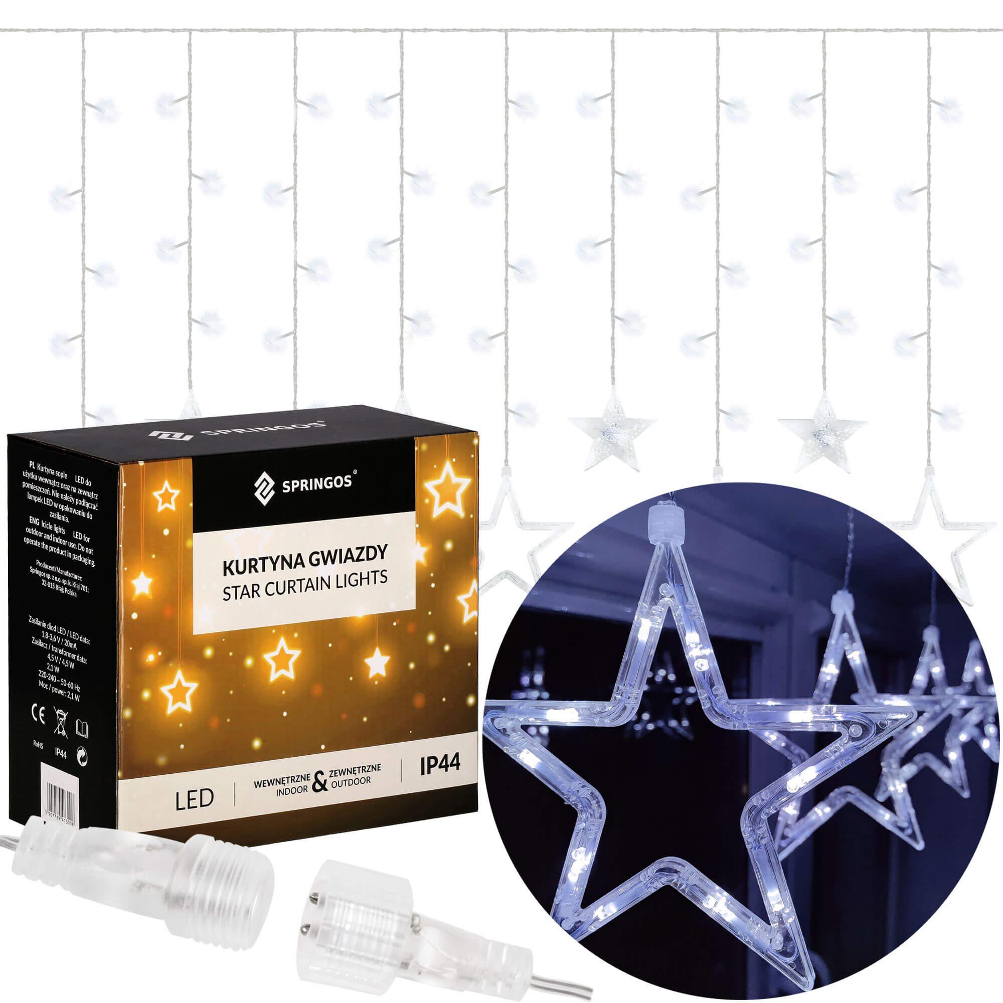 Šviesos girlianda Springos su žvaigždėmis, 92 LED, 8 funkcijos