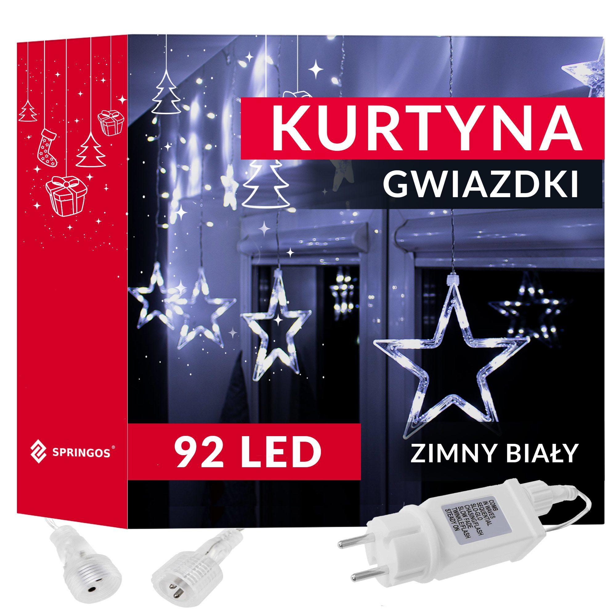 Šviesos girlianda Springos su žvaigždėmis, 92 LED, 8 funkcijos