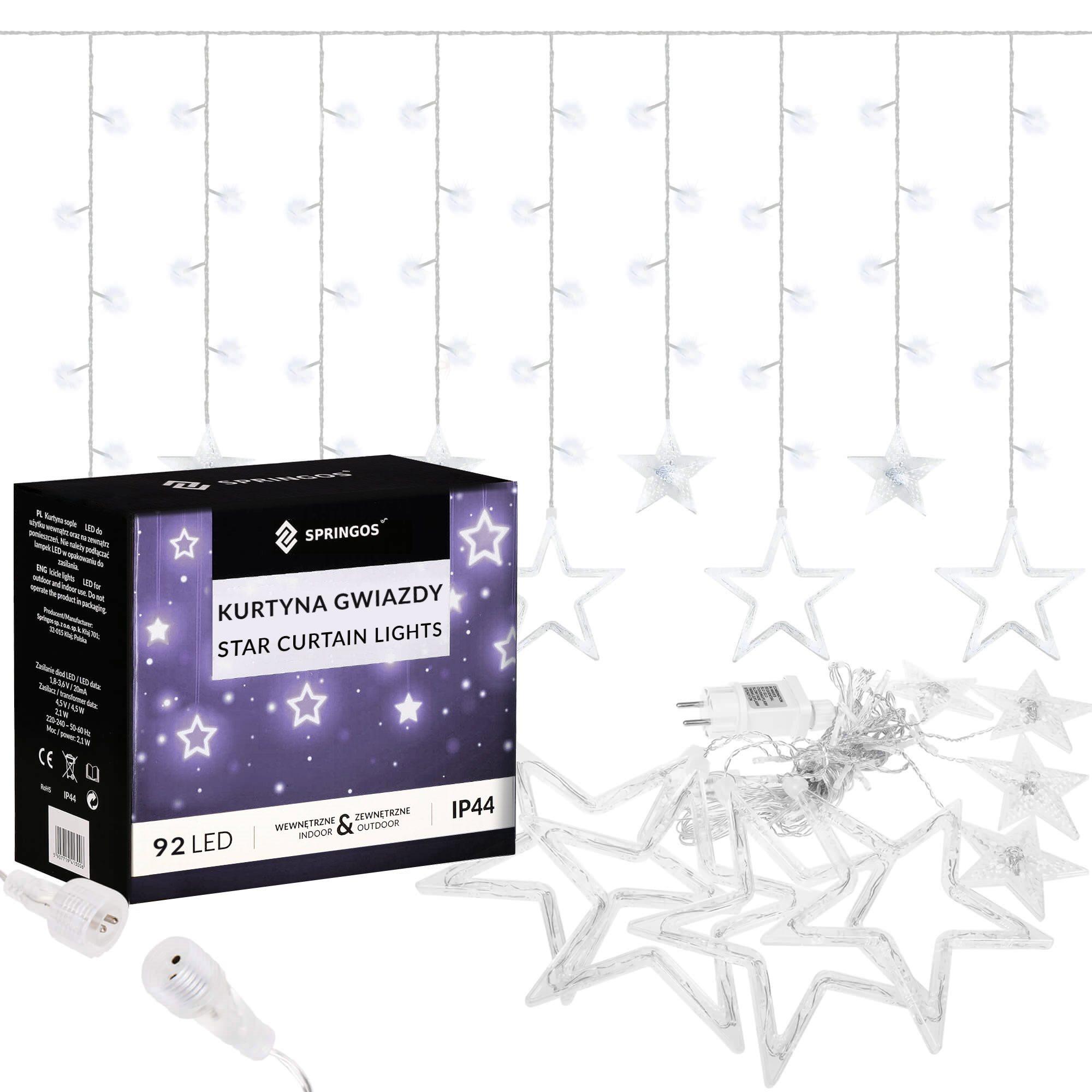 Šviesos girlianda Springos su žvaigždėmis, 92 LED, 8 funkcijos