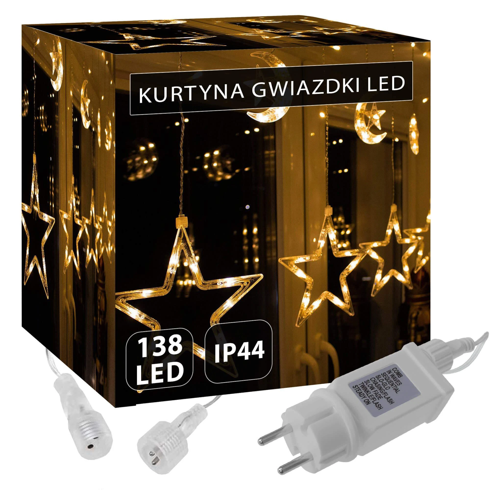 Šviesos diodų užuolaida Springos 138 LED žvaigždės