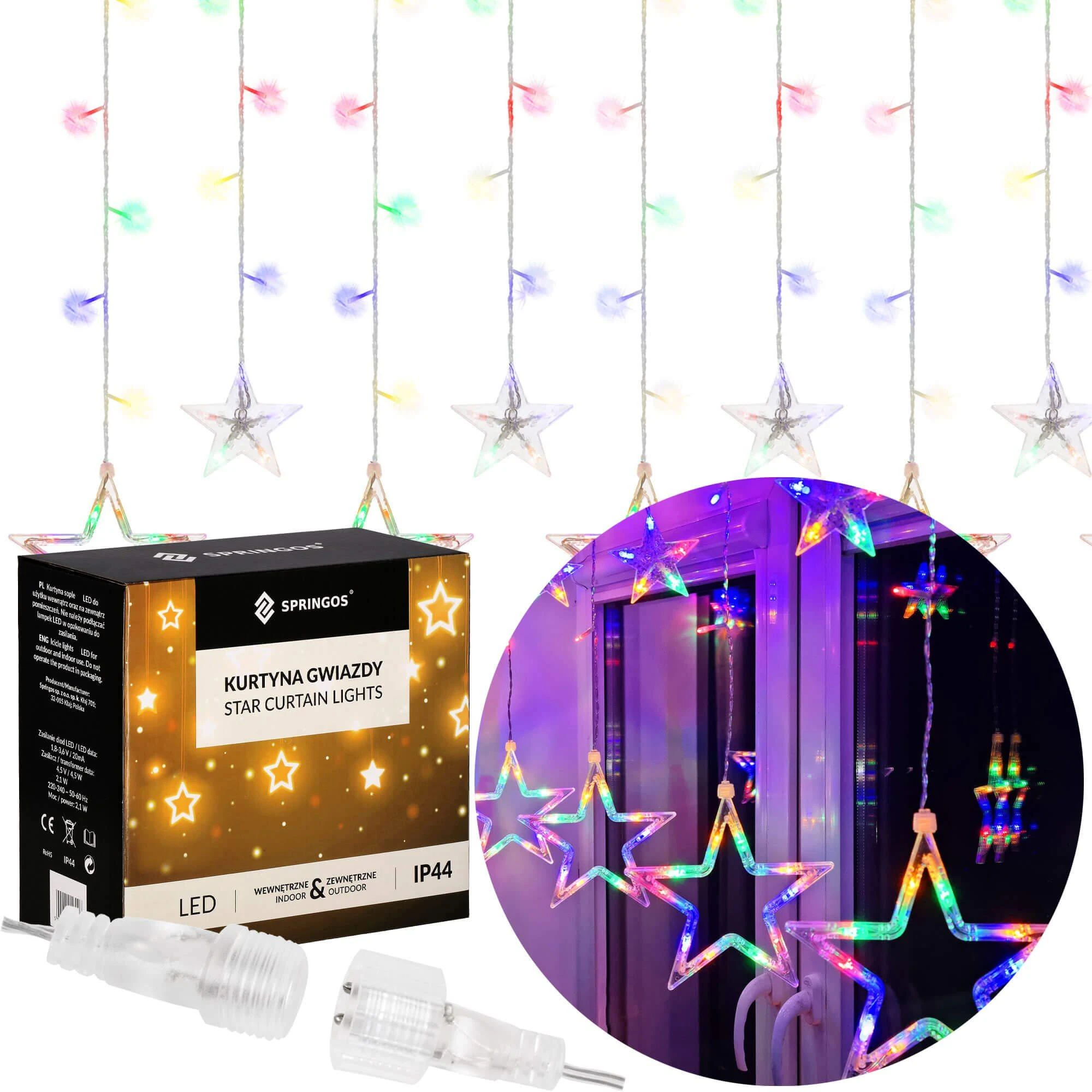 Girlianda Springos 92 LED Žvaigždžių Užuolaida su 8 Funkcijomis