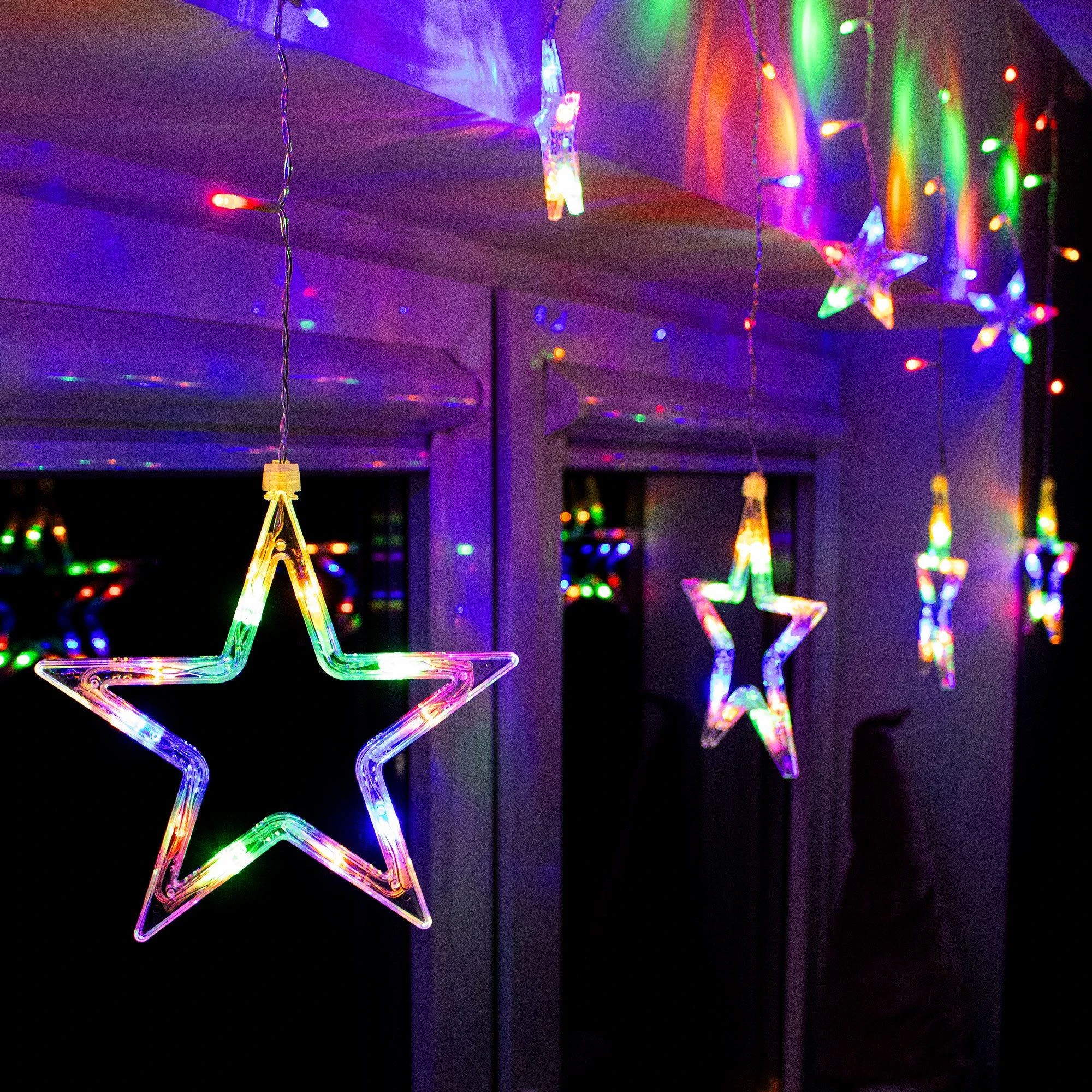 Girlianda Springos 92 LED Žvaigždžių Užuolaida su 8 Funkcijomis
