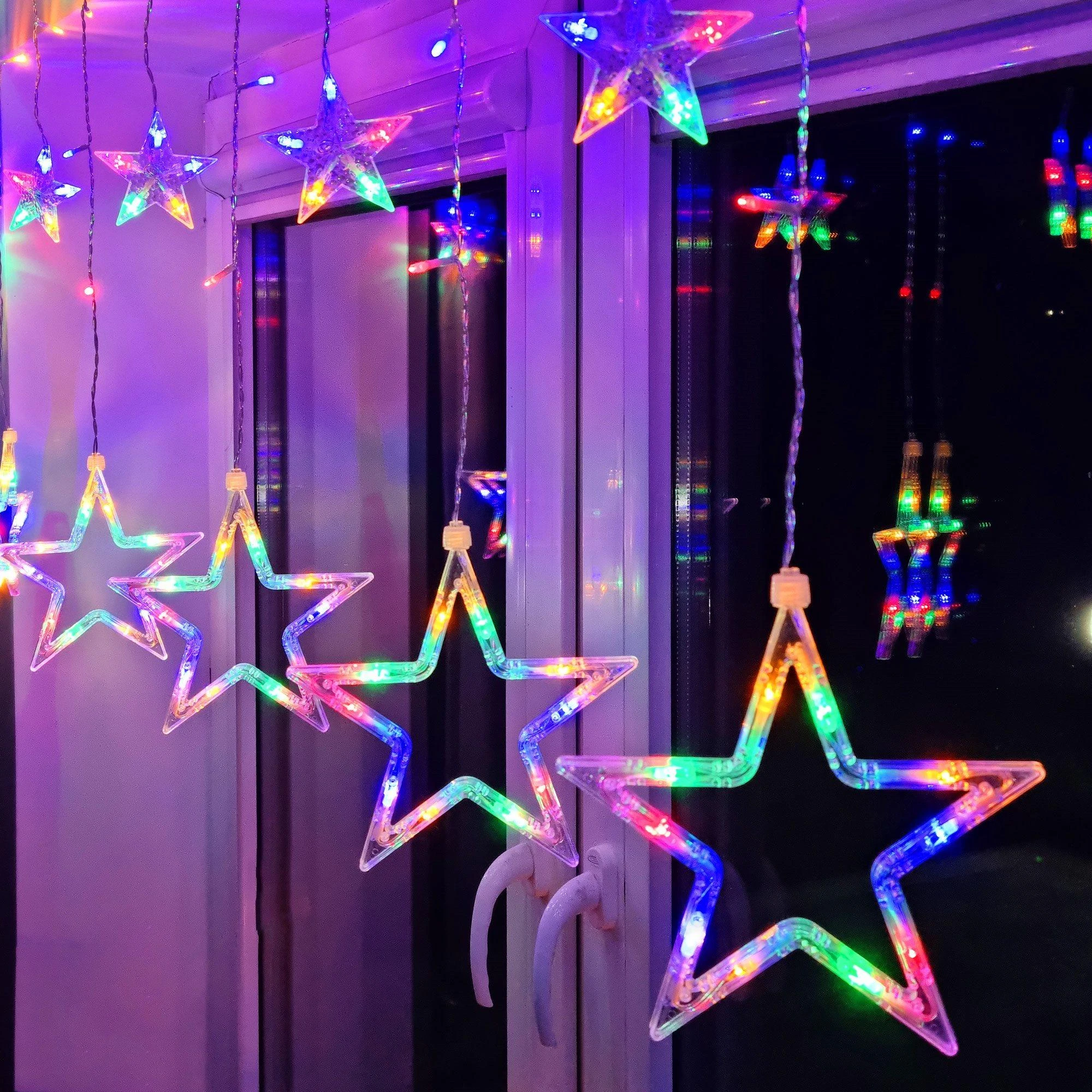 Girlianda Springos 92 LED Žvaigždžių Užuolaida su 8 Funkcijomis