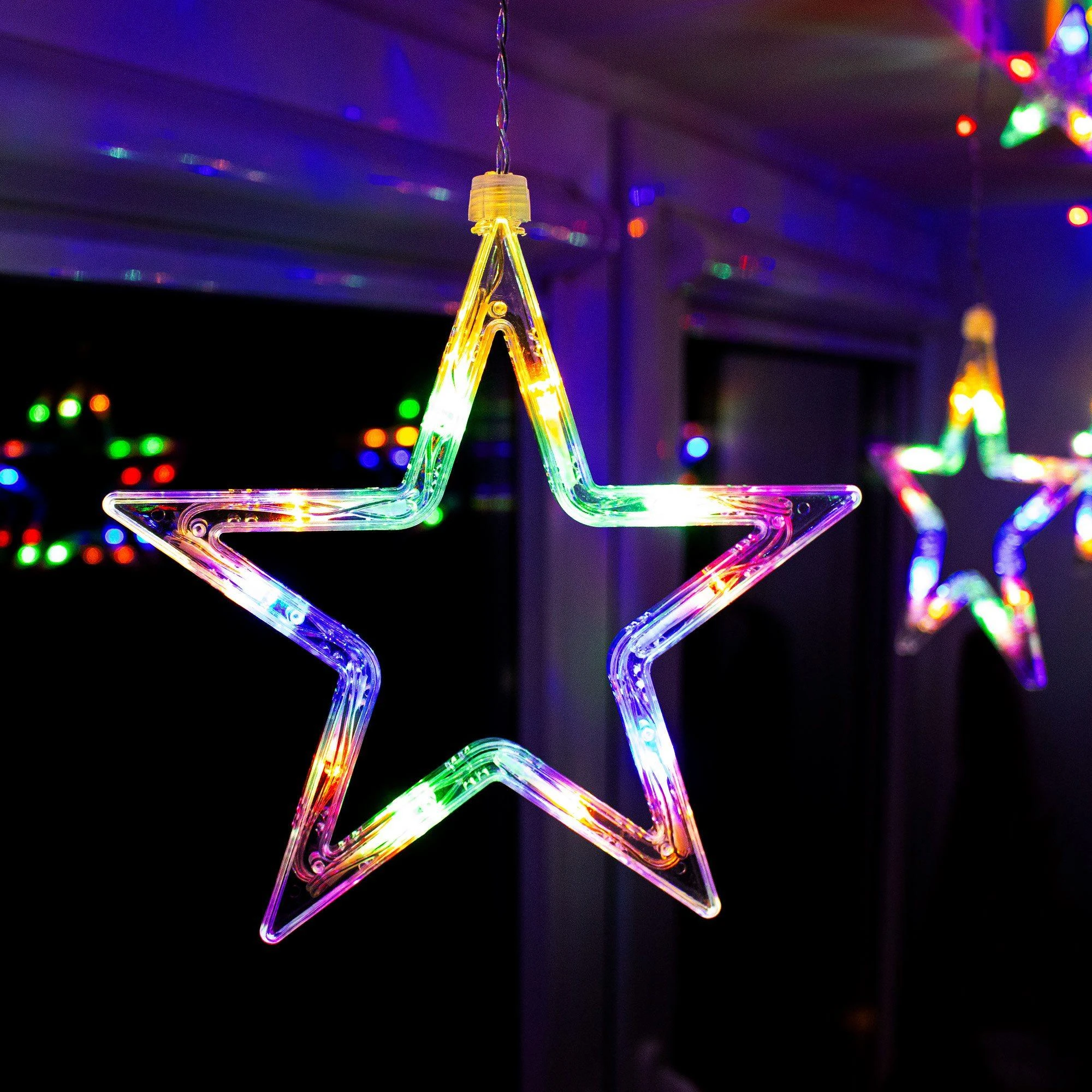 Girlianda Springos 92 LED Žvaigždžių Užuolaida su 8 Funkcijomis