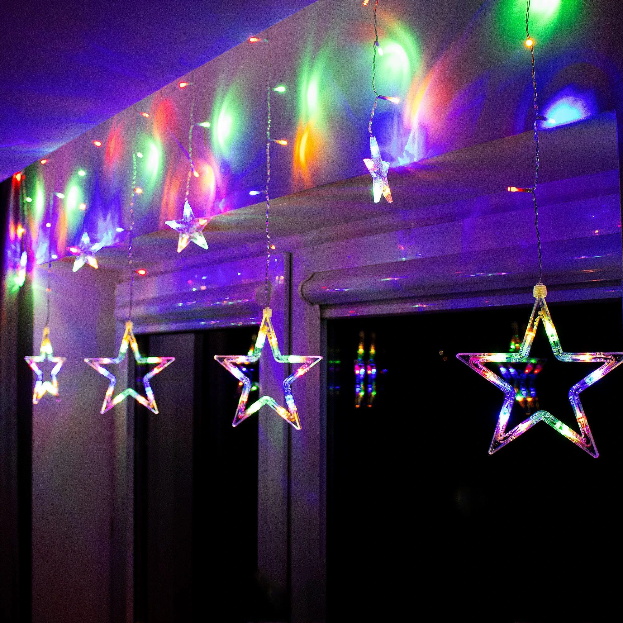 Girlianda Springos 92 LED Žvaigždžių Užuolaida su 8 Funkcijomis
