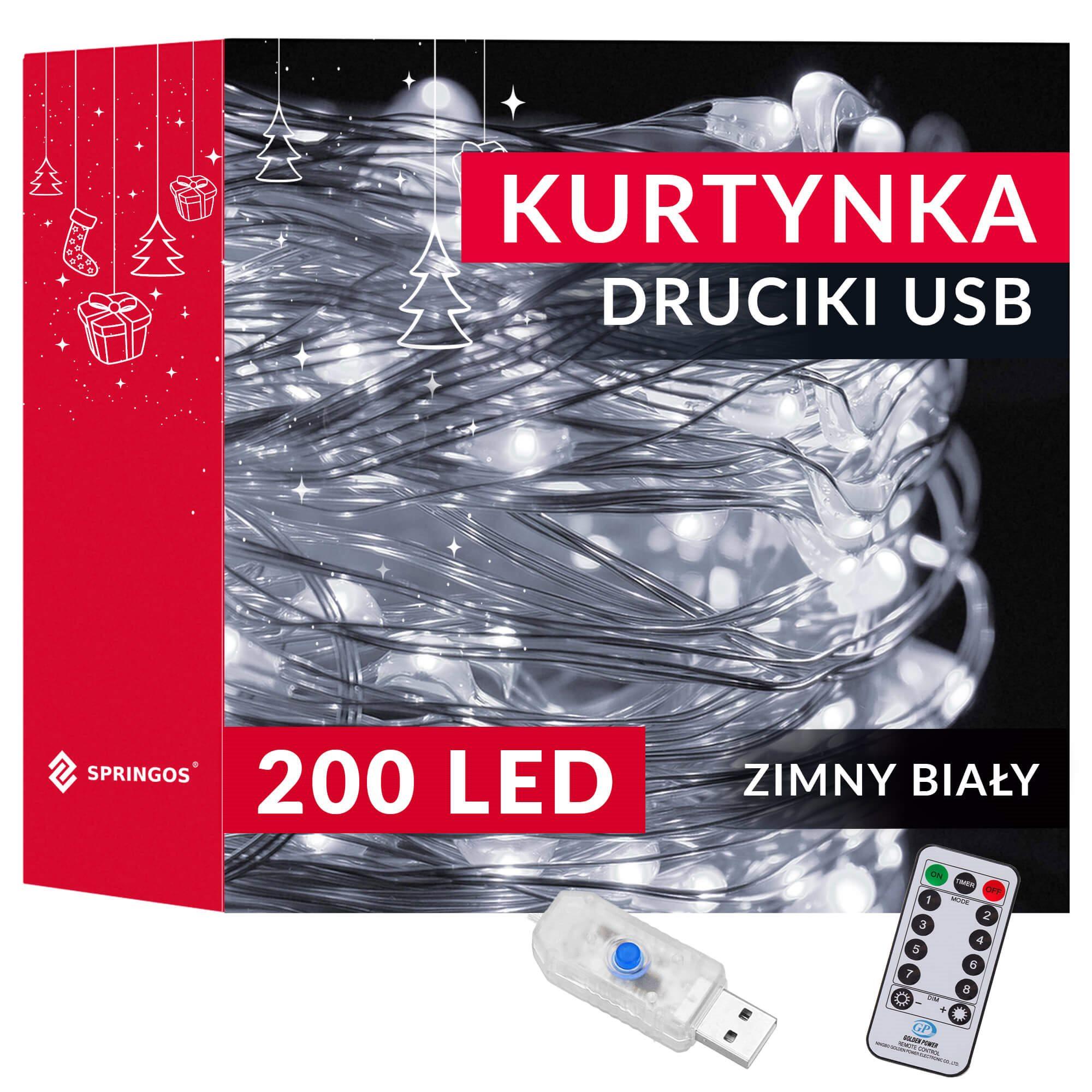 Springos Vielinės girliandos užuolaida su 200 LED ir nuotoliniu valdymu